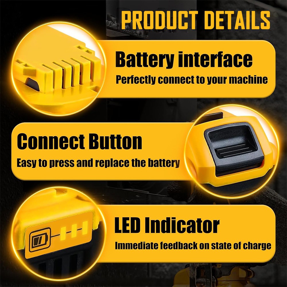 2-Pack 20 Volt 3.0Ah Replacement Battery for Dewalt 20V Max DCB203 200 205 206