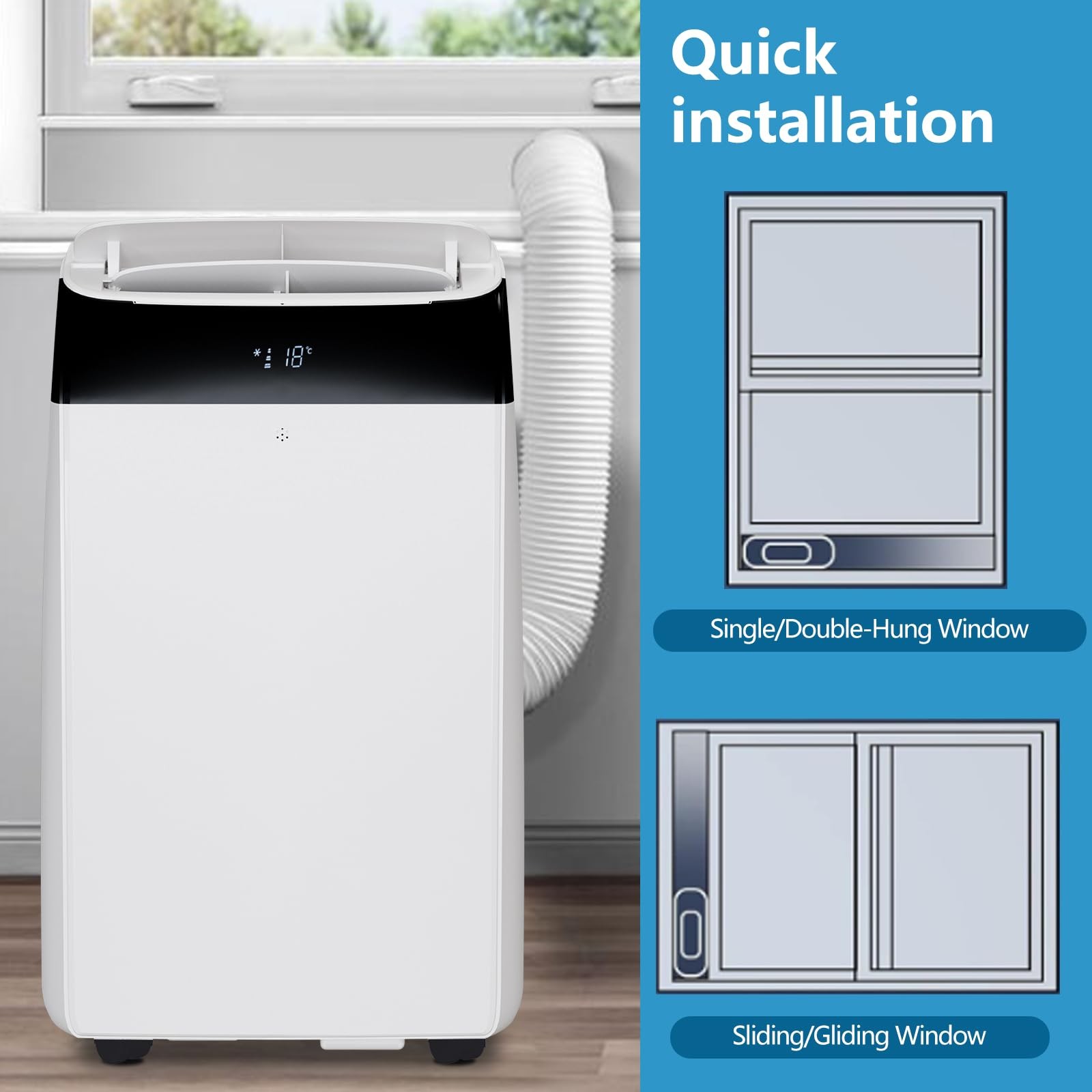 Portable Air Conditioner 14,000 BTU 3-in-1 AC Unit Cools 750 Sq.Ft, with Remote