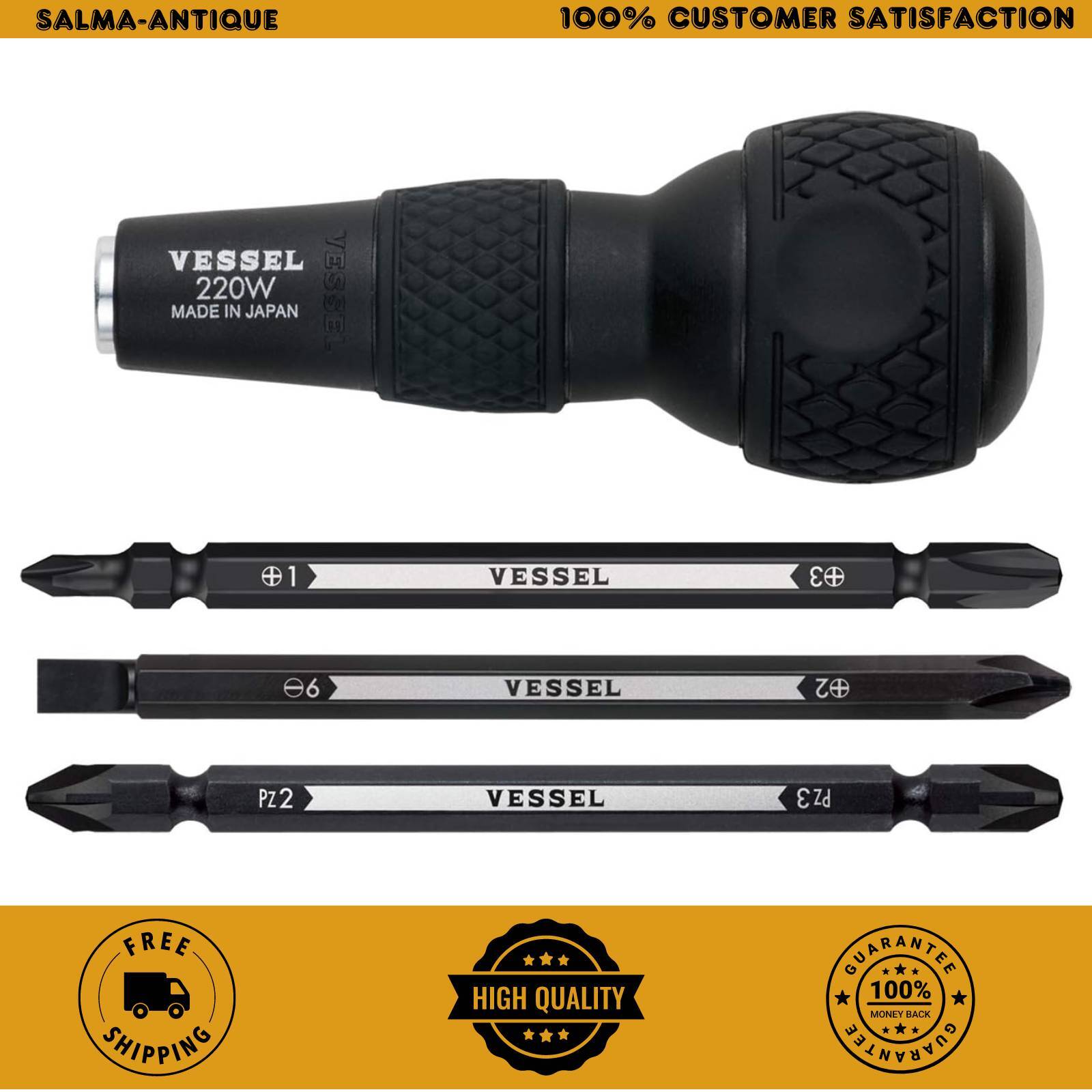 VESSEL Ball Grip Screwdriver Set Interchangeable Metric Motorcycle Drivers JIS