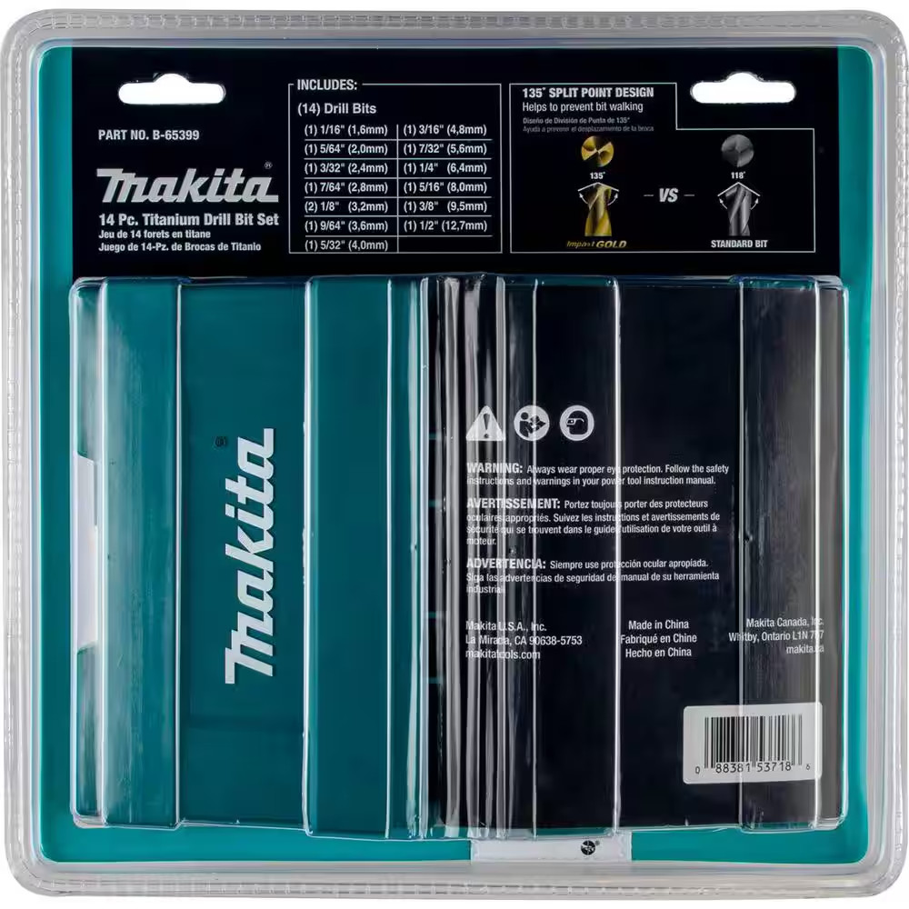 Impact 1/4 In. Hex Shank Gold Titanium Drill Bit Set (14-Piece)
