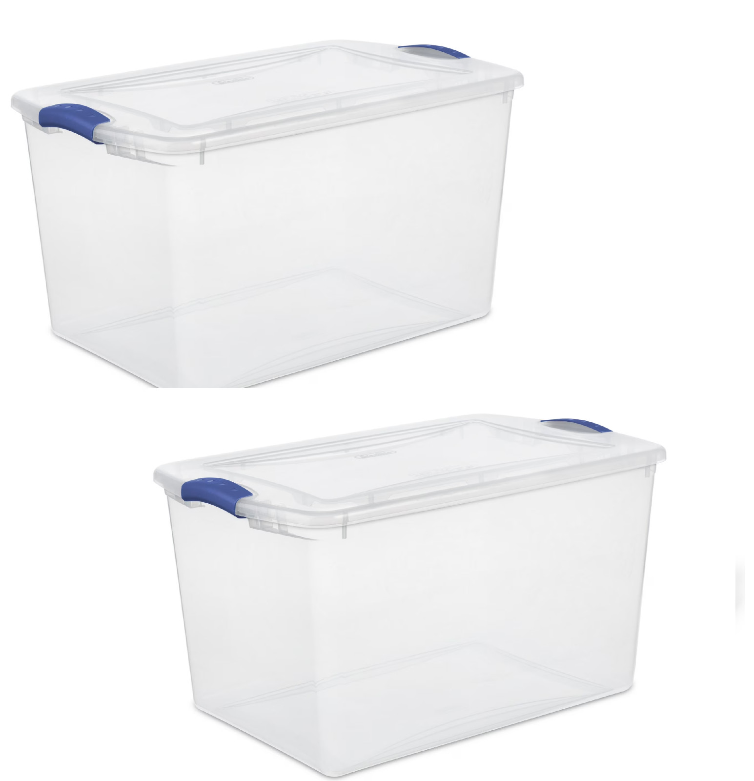 (2 Pack) Large Storage Bin, 66 Quart Clear Plastic Storage Container with Latch