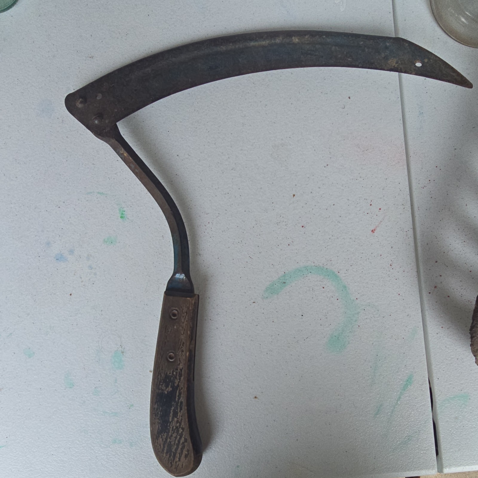 Steel Sickle 12 in Blade, 3.5 in Wide, Wood Handle for Reaping/Trimming