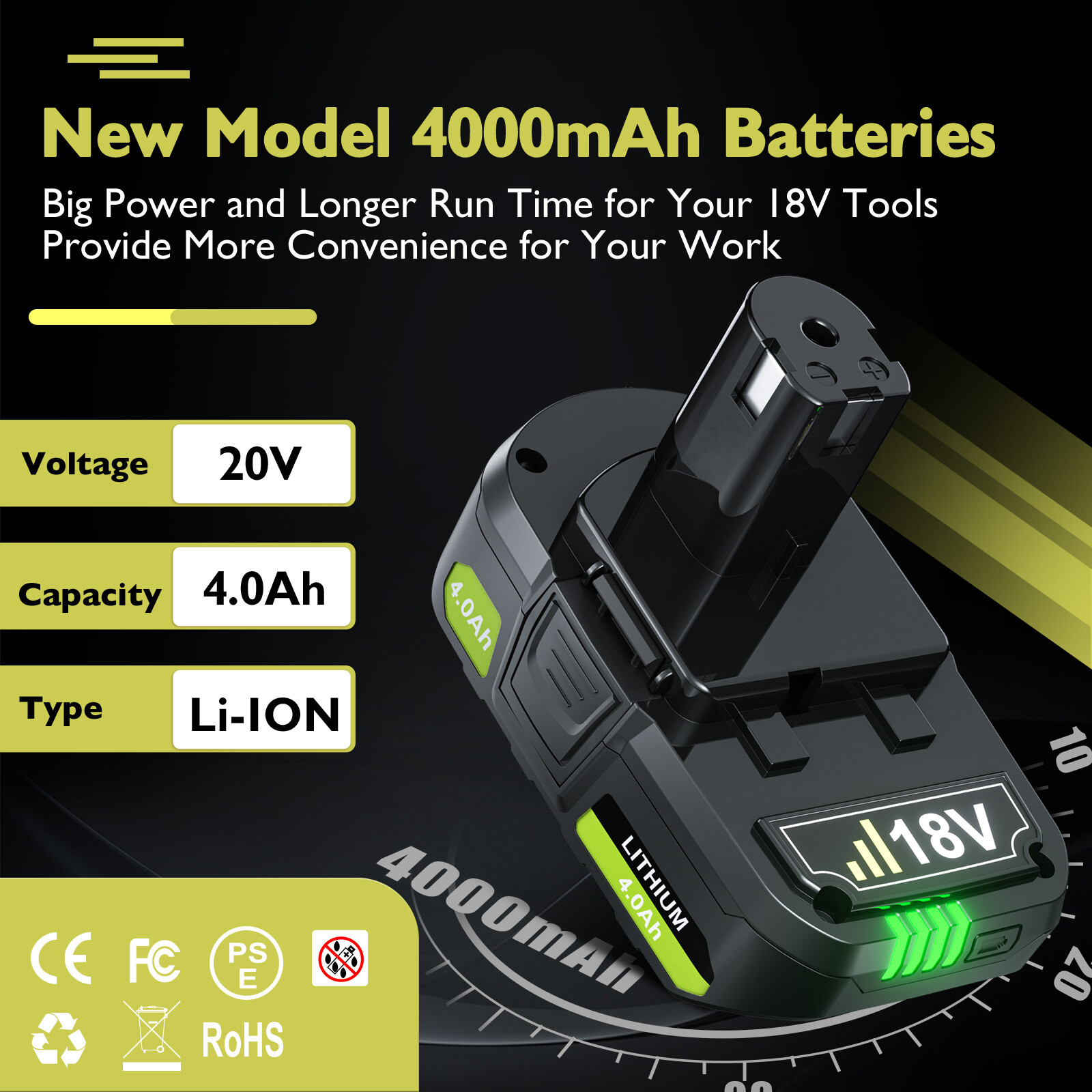 For RYOBI Battery PBP005 BP003 P197 LITHIUM 18V ONE 4.0Ah 6.0Ah 2Ah Battery NEW