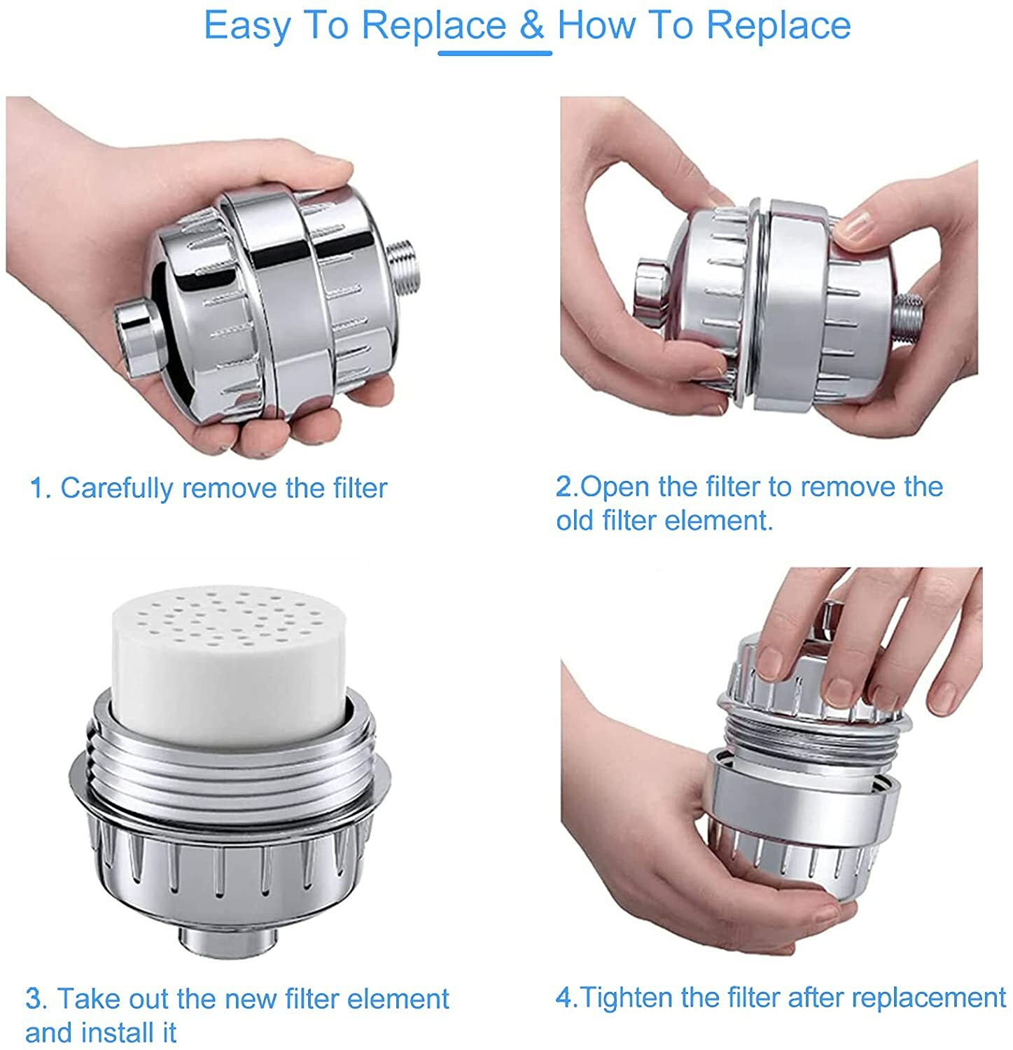 20-Stage Shower Head Filter-4Pack Replaceable Filter Cartridges for Hard Water