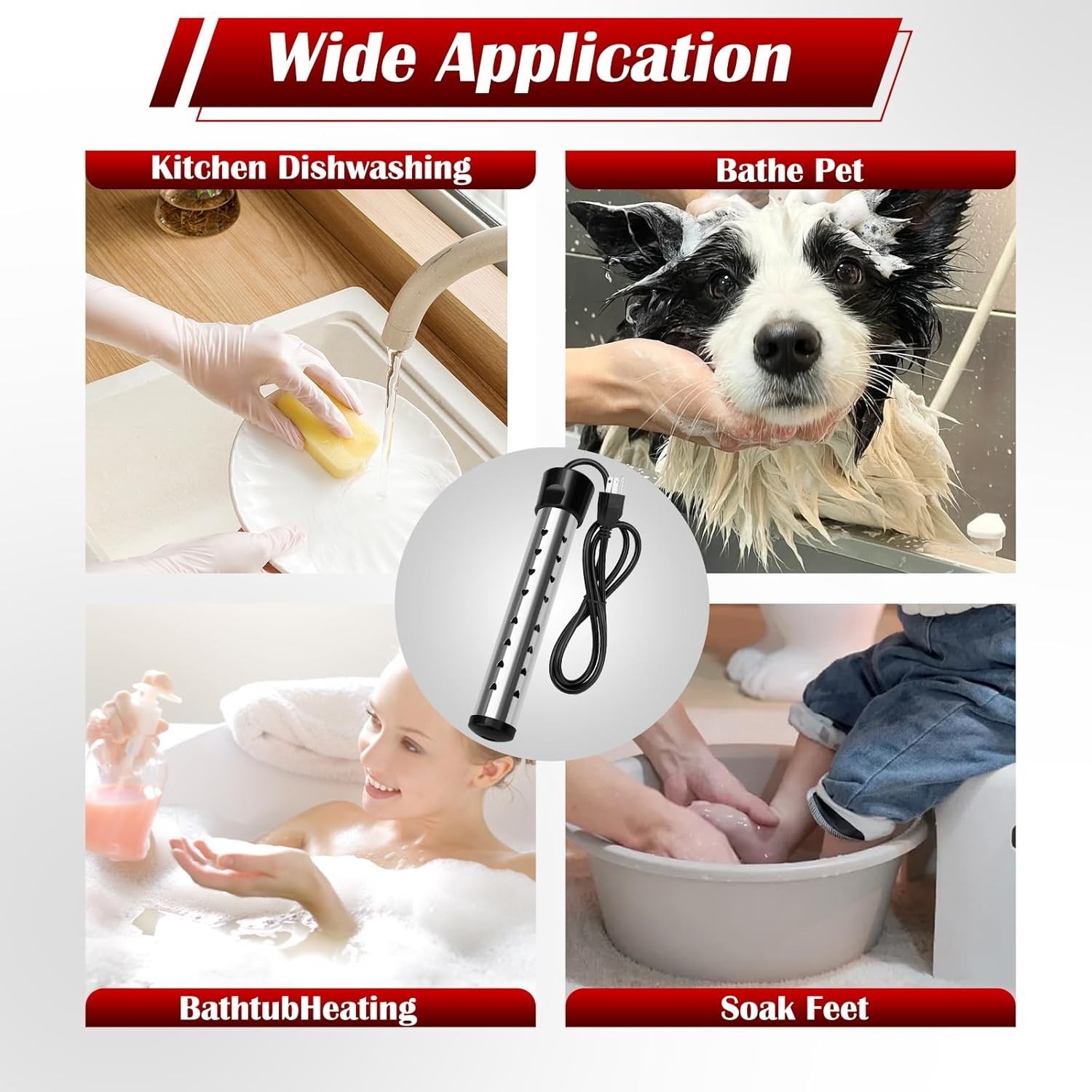 Pool Water Heater above Ground, 2000W Portable Thermostat Auto Shutoff Pool Heat