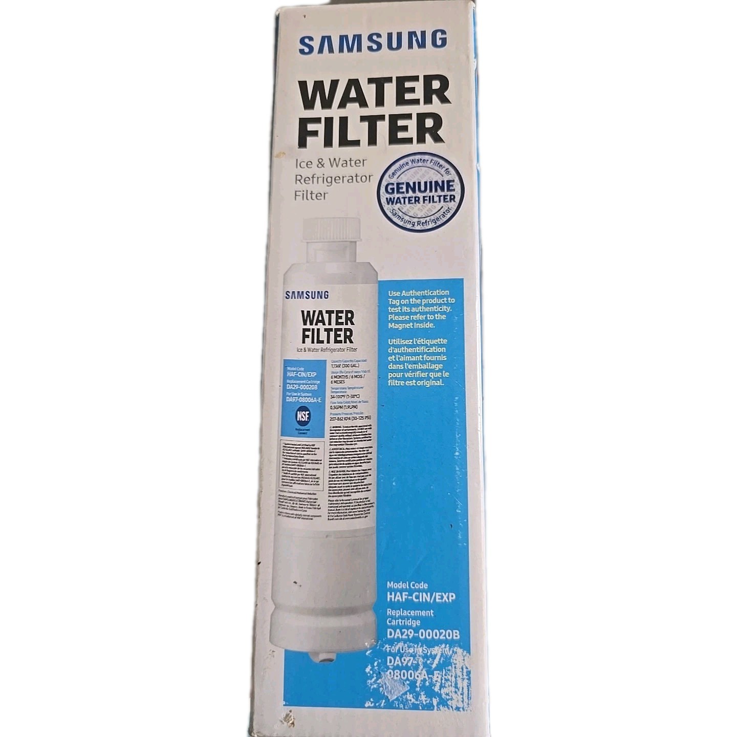 SAMSUNG Genuine Filter for Refrigerator Water and Ice, HAF-CIN/EXP, 1 Pack