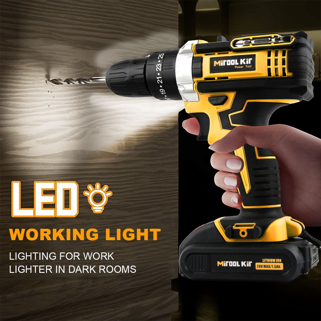 20V Electric Drill Cordless Fast Screwdriver Set Power Tool W/ Battery&Charger