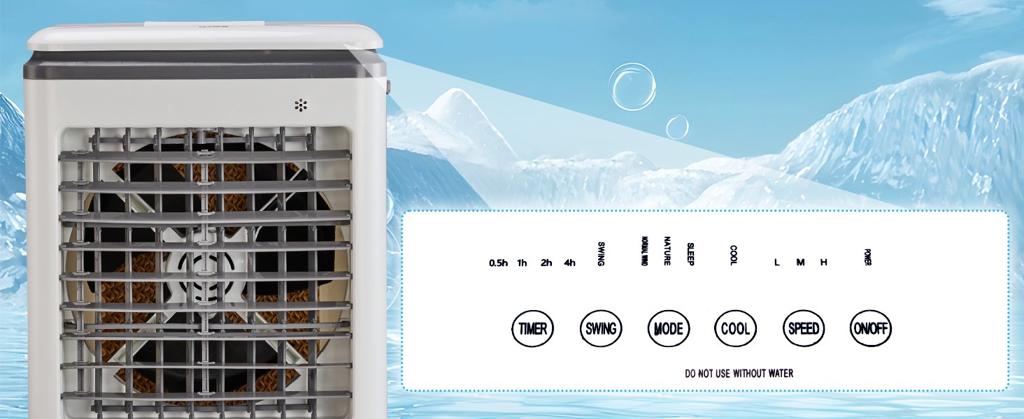 Portable Evaporative Cooler Swamp Cooler 3-in-1 5.28 Gal 7.5H Timer Humidifier