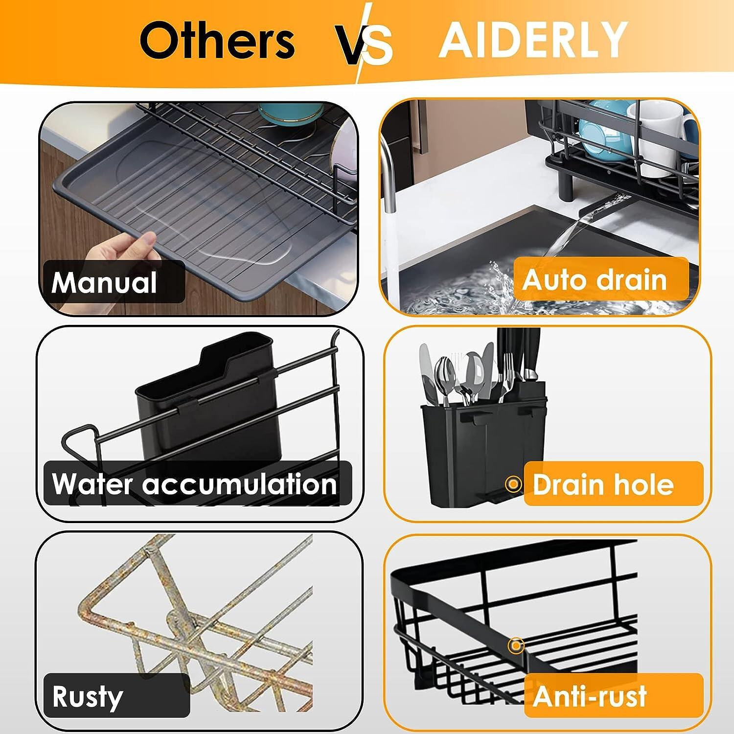 2 Tier Over Sink Dish Drying Rack Stainless Steel Kitchen Dish Drainer organizer