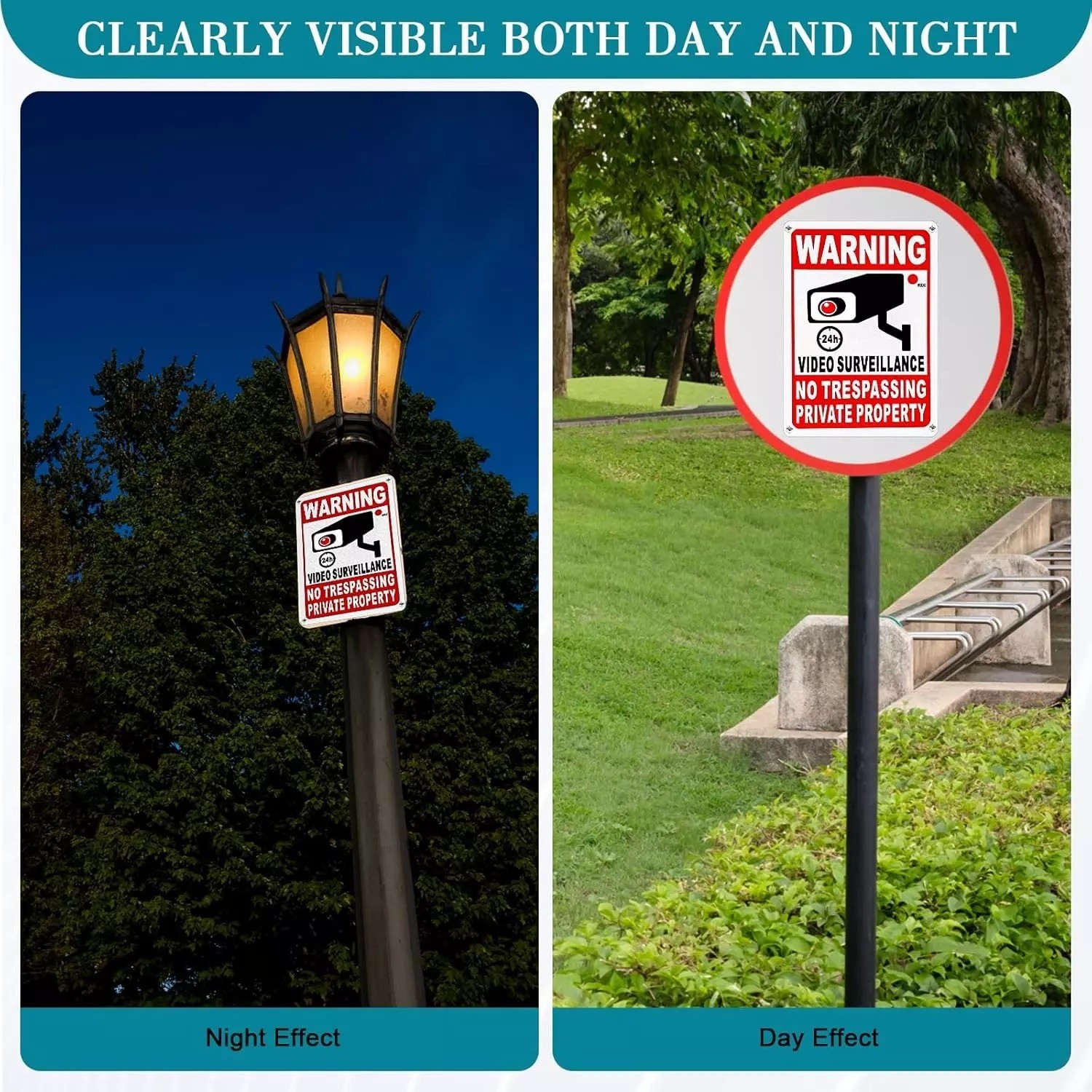 4 Pack Large Warning Security Cameras In Use Metal Sign for House Business