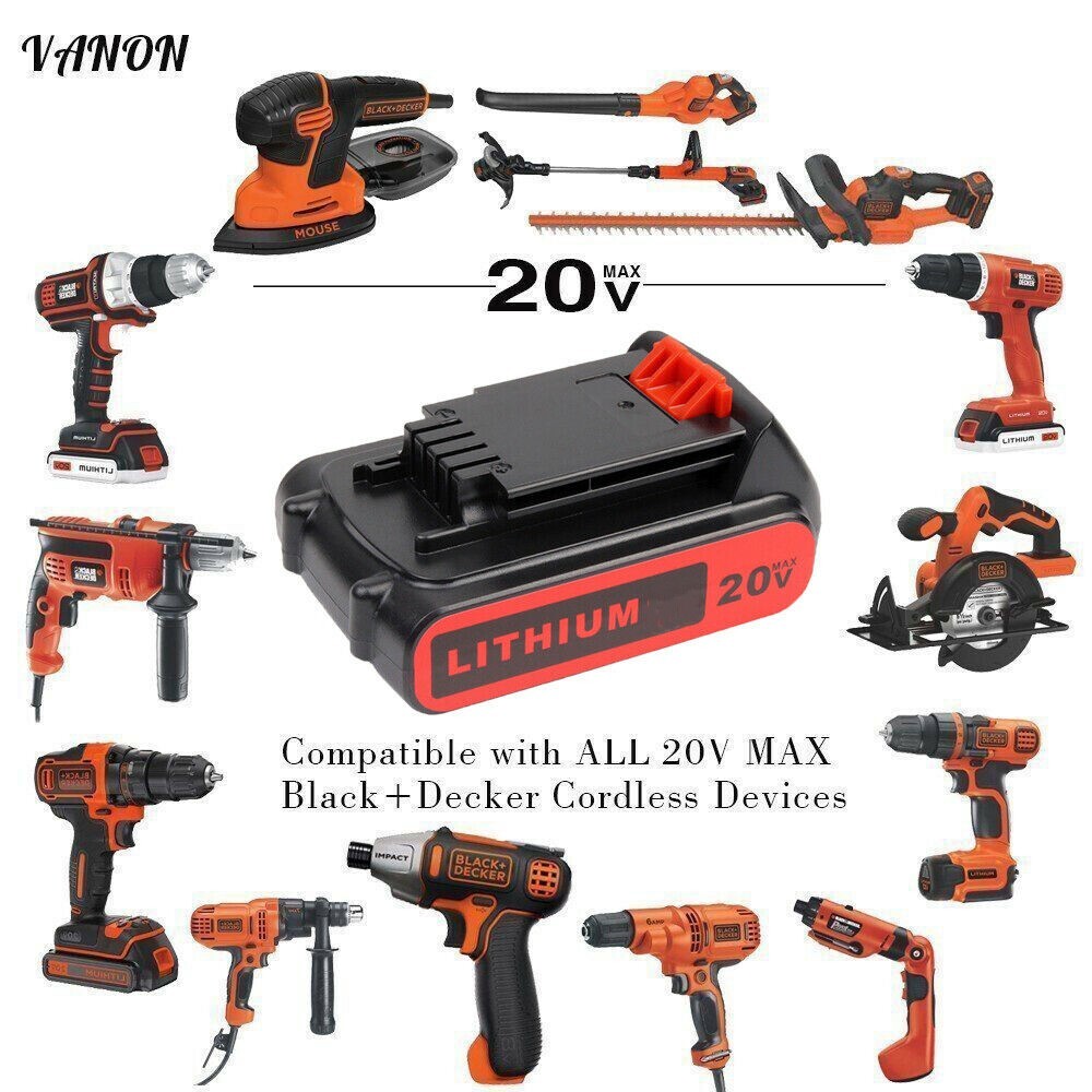 20V 2.5AH Lithium-Ion Battery for Black & Decker 20 Volt LB20 LBX20 LBXR20 3.0Ah