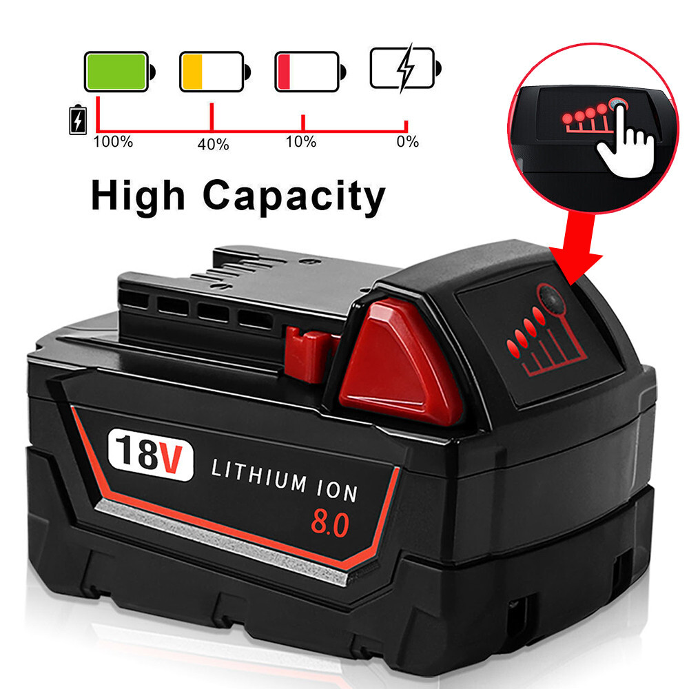 2x 8.0AH Battery For Milwaukee For M18 18V Lithium Extended Capacity 48-11-1860