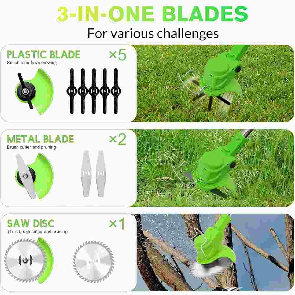 21V Cordless Electric Weed Lawn Eater Edger Grass String Trimmer Cutter Mower US