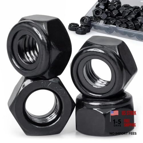 Nylon Insert Hex Lock Nuts – 30Stainless Steel – Black Finish – Coarse M14 4