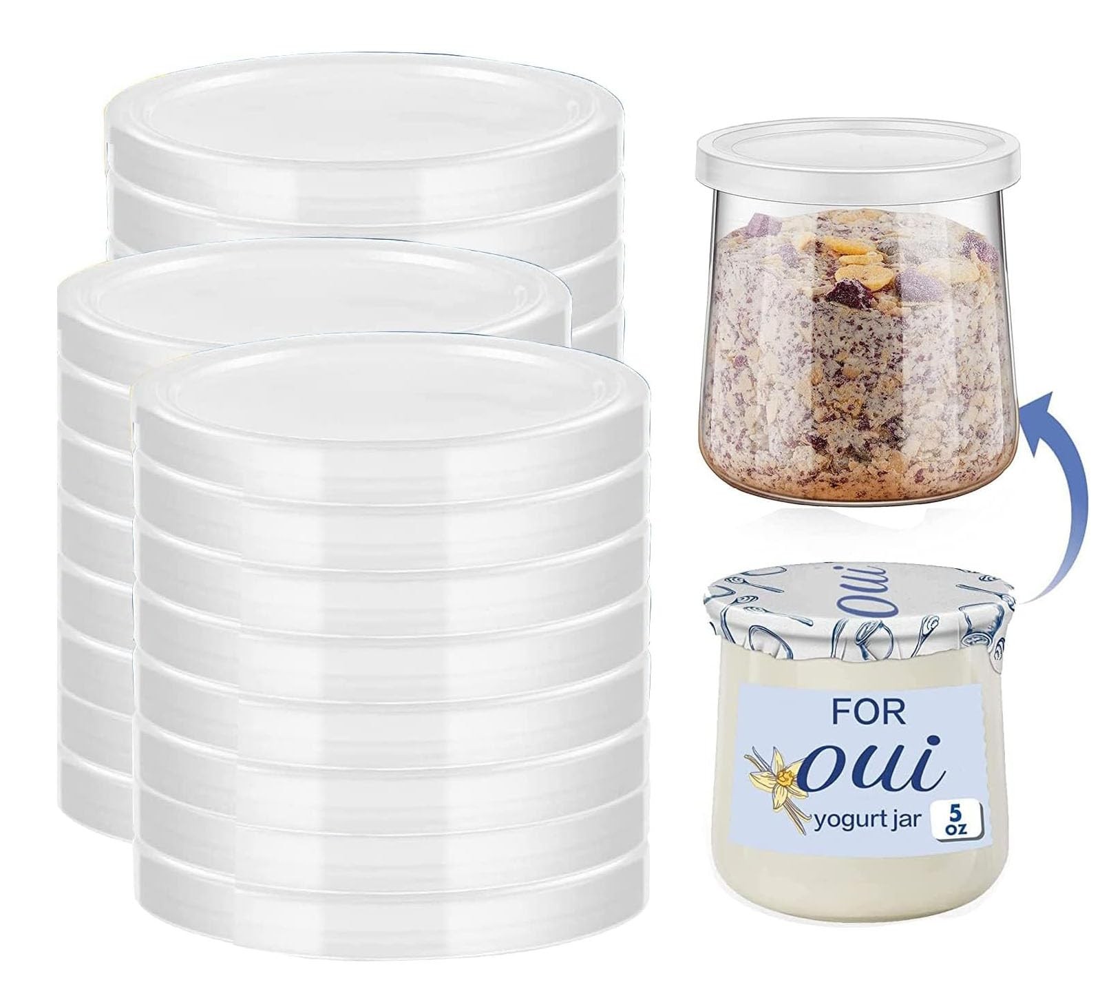 15PCS Oui Yogurt Jar Lids, Clear Plastic Container Lids for Oui Yogurt Jars, …