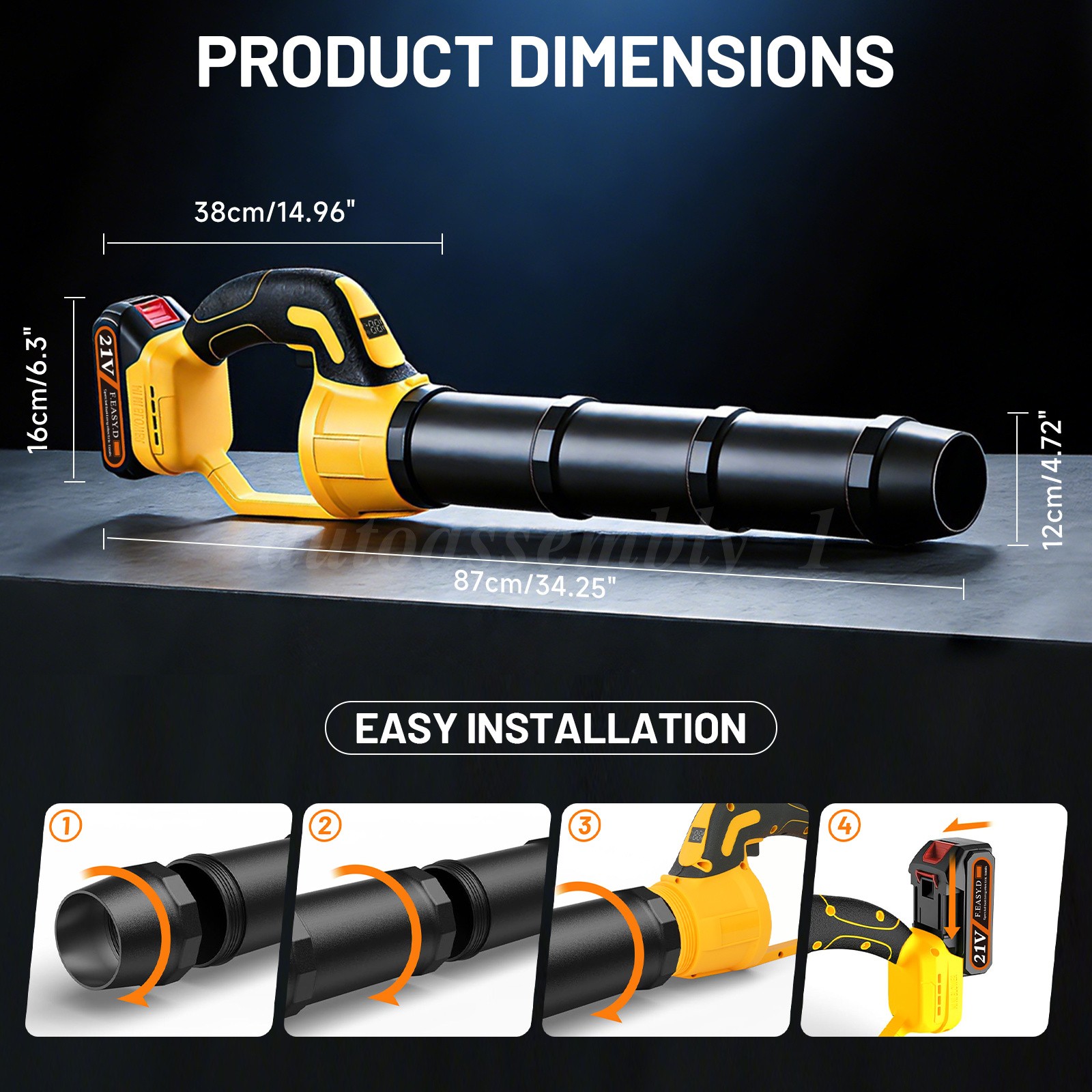 Cordless Leaf Blower 680CFM/280MPH & 2 Speed Levels Electric w/ 3*2.0Ah Battery