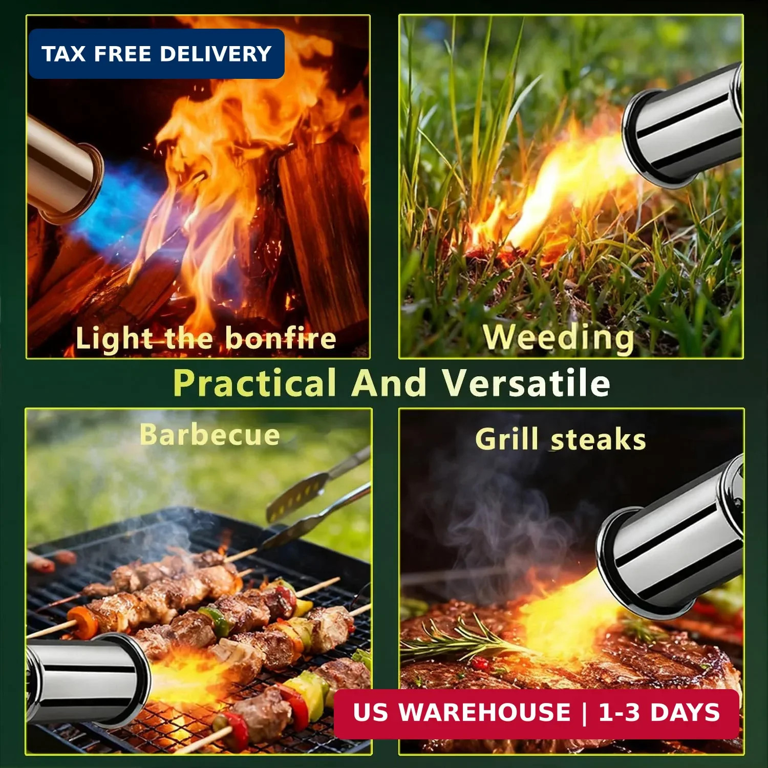 Propane Torch Gun Kitchen Blow Torch BBQ Campfire Charcoal Lighter Burner