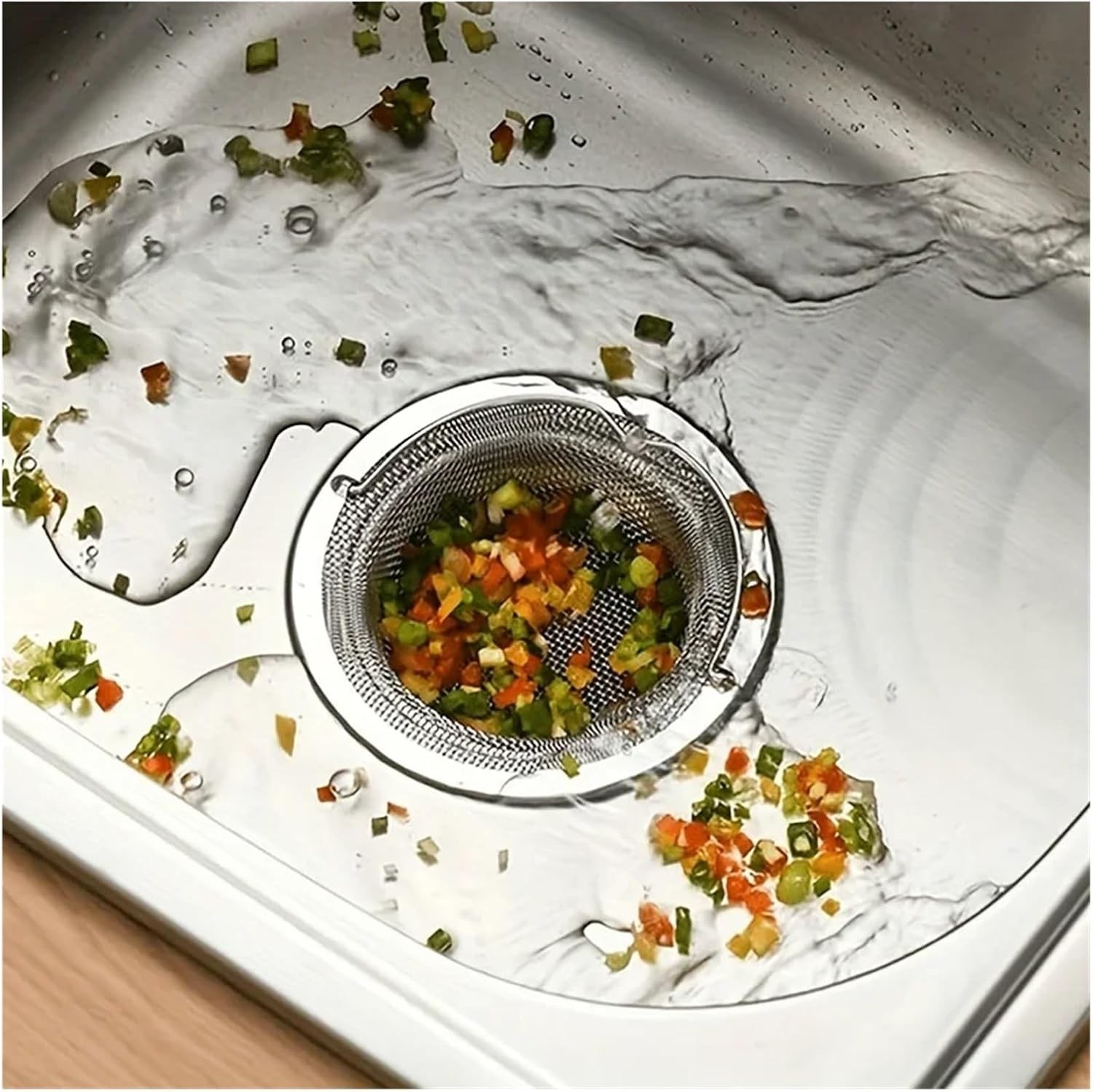 Kitchen Sink Strainer Large Wide Rim 4.5″ Stainless Steel Mesh Drain Filter