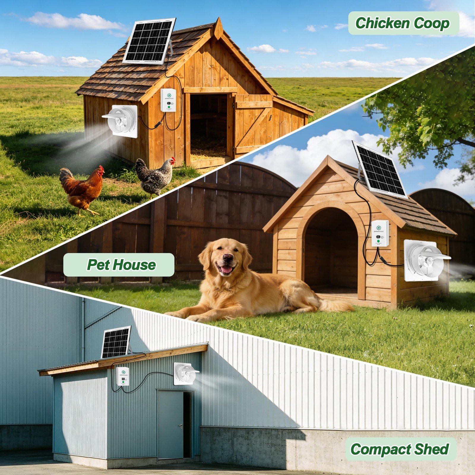 Solar Exhaust Fan with 7500mAh Battery & LCD Display, 25W Solar Panel Vent Fa…