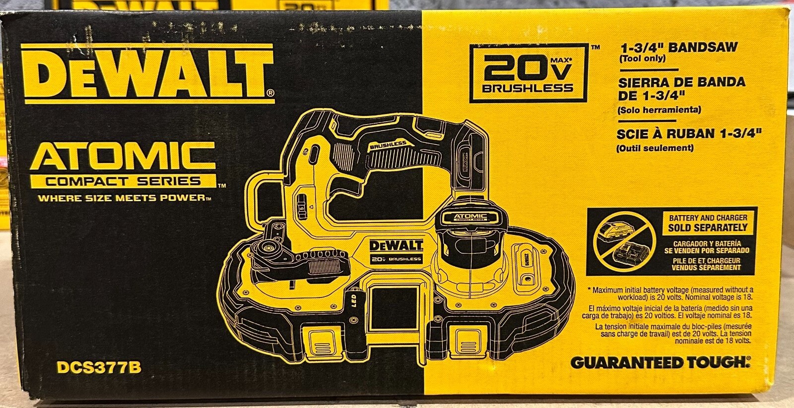 DEWALT DCS377B ATOMIC 20V Brushless Cordless 1-3/4 in Compact Bandsaw, Tool Only