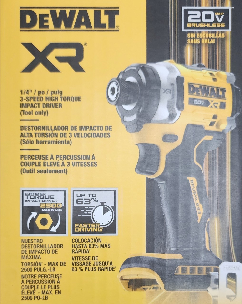 DEWALT DCF860B 20V MAX XR 3-Speed Brushless High Torque Impact Driver Tool Only