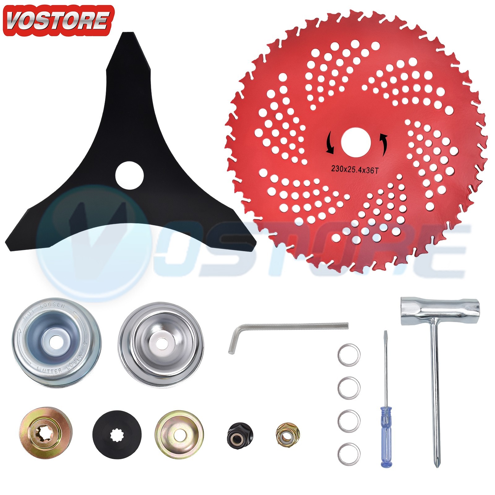 9″ x36 Teeth Weed Eater Blades And 3 Teeth Brush Cutter Blade with Adapter Kit