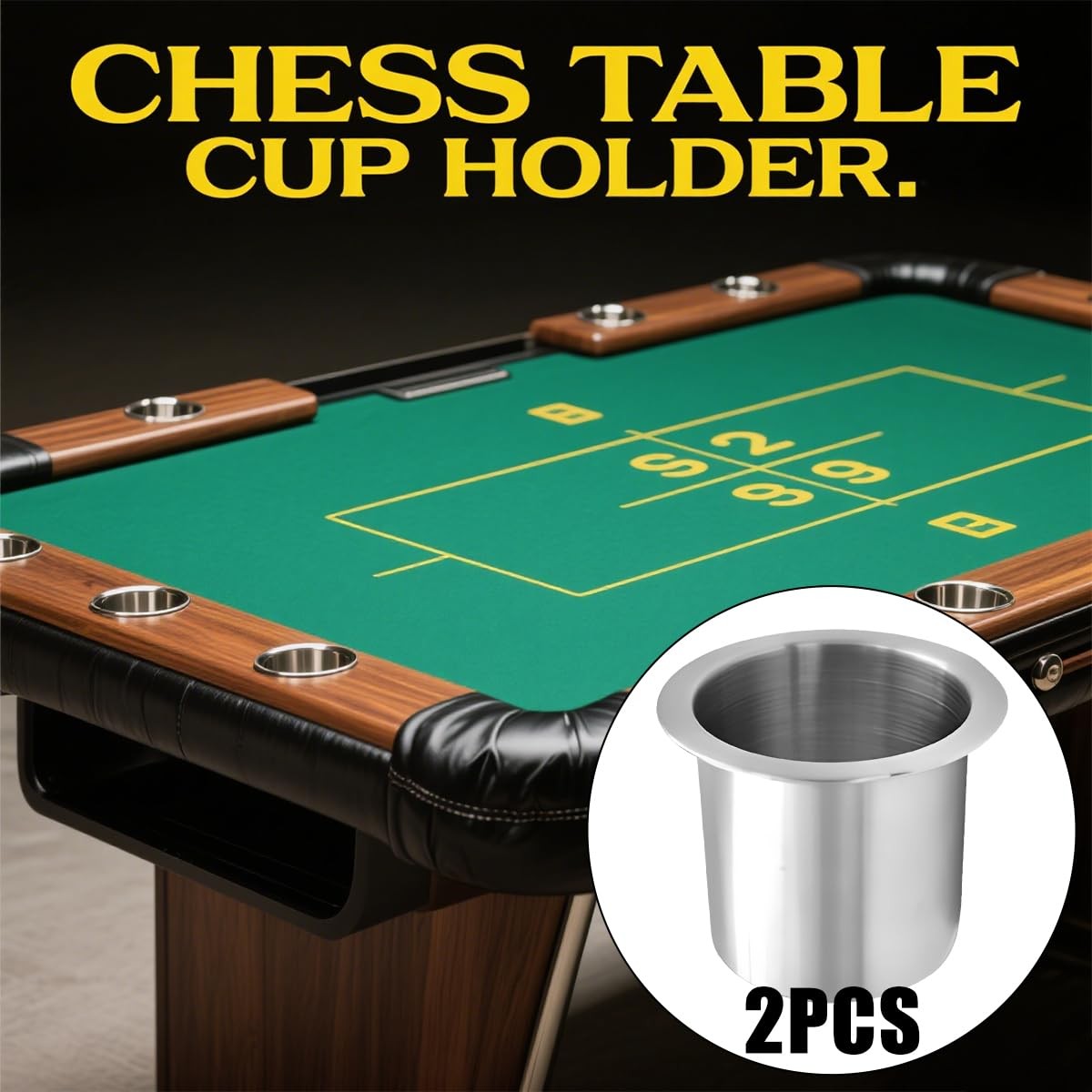 Drop-in Car Cup Drink Holder, 2PCS 3.43 Inch Stainless Steel Poker Table Wate…