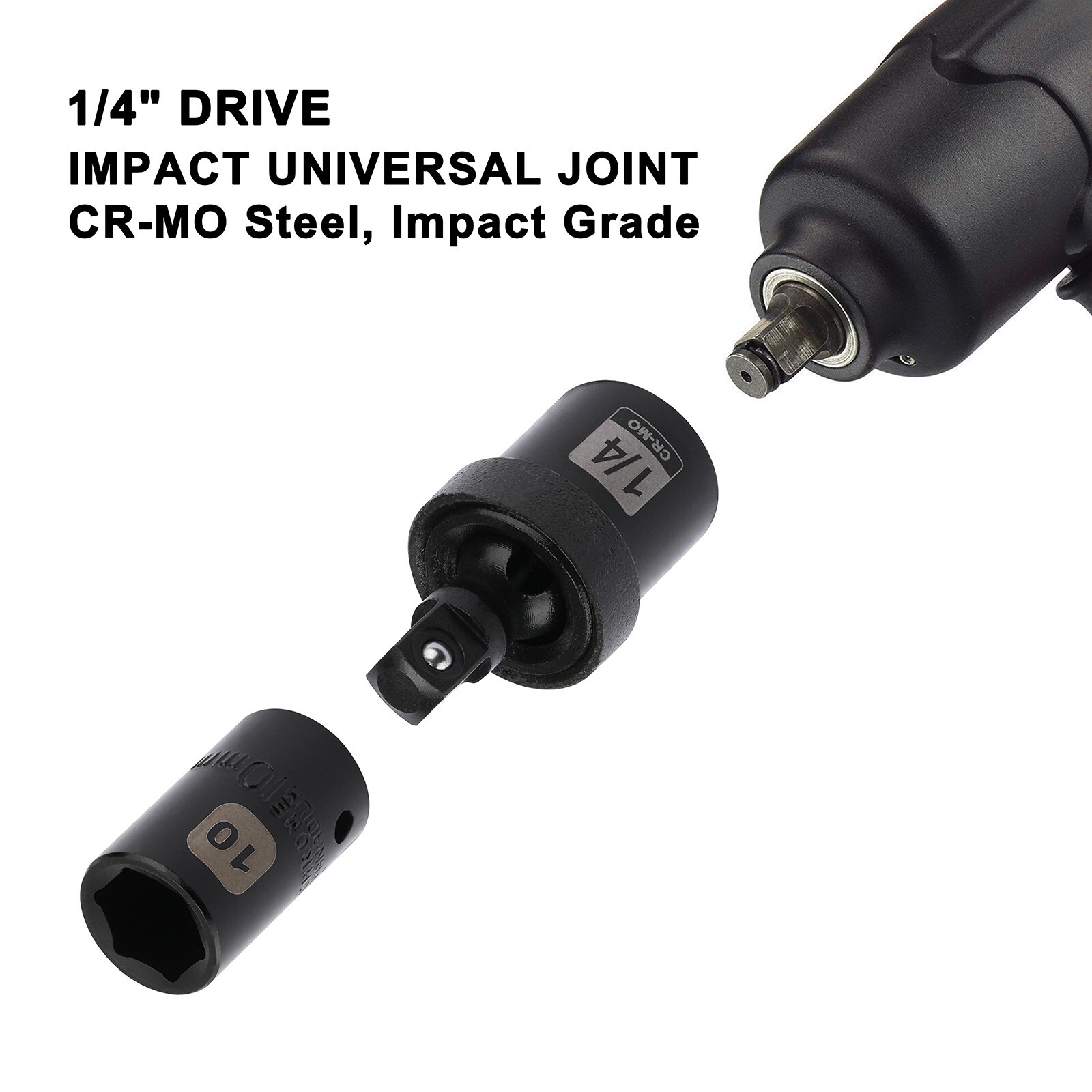 1/4″ Drive Impact Socket Set, 55 Pieces Metric & SAE Sockets , Shallow & Deep