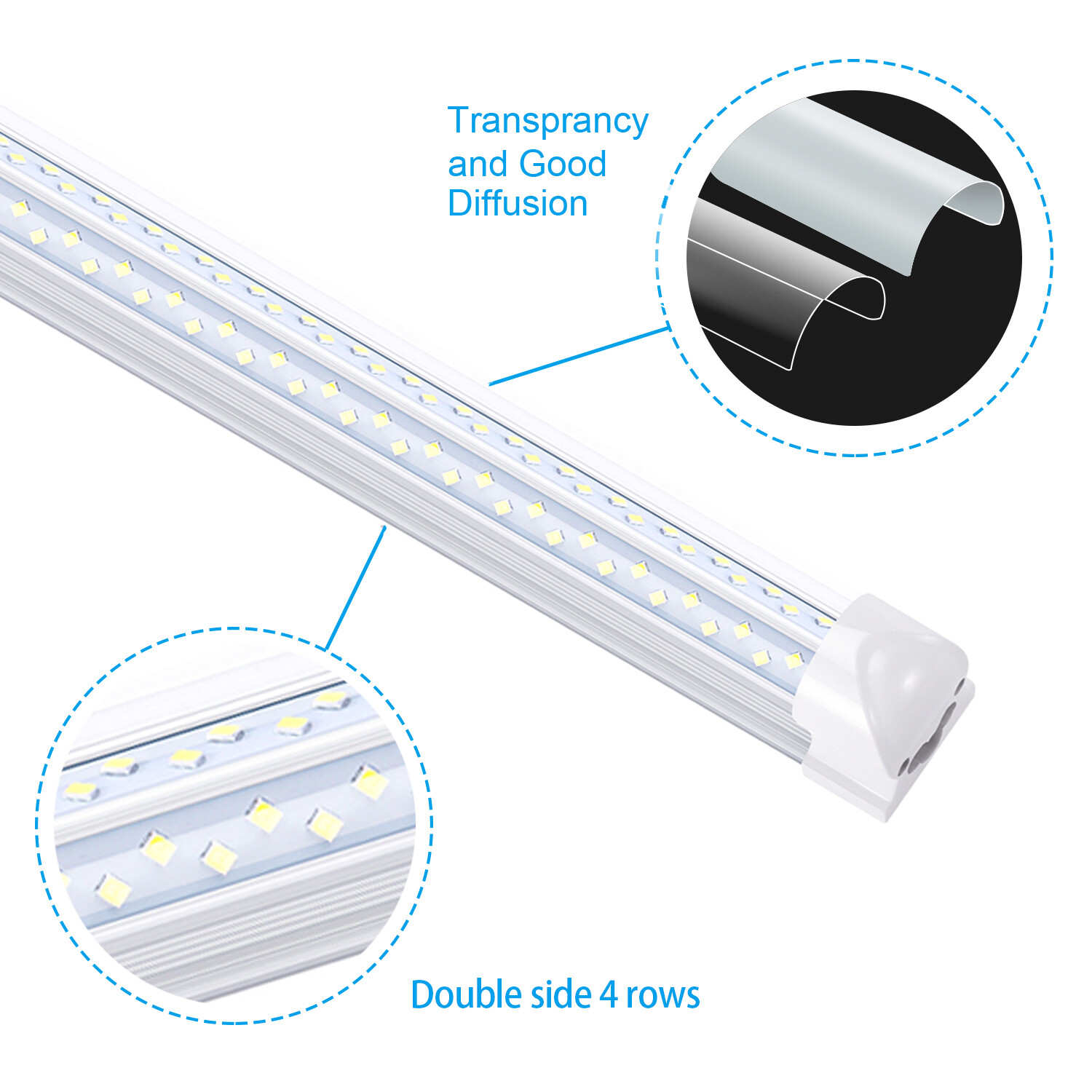 10Pack 8Foot 120W Integrated Led Light Bulbs T8 8FT Led Shop Light Fixture 6000K