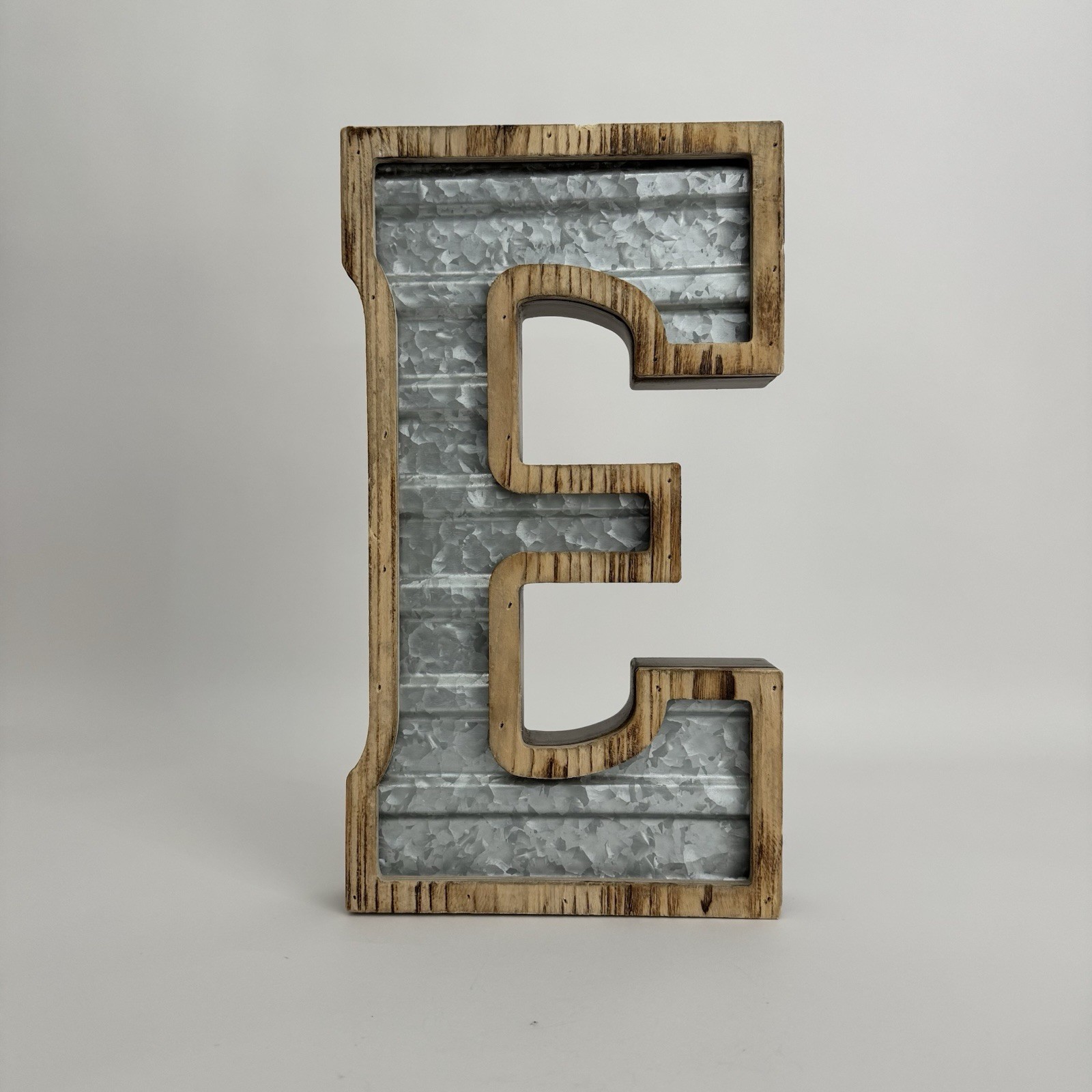 Galvanised Metal & Wood Letters Wall Decor 8×14 Hobby Lobby “E”
