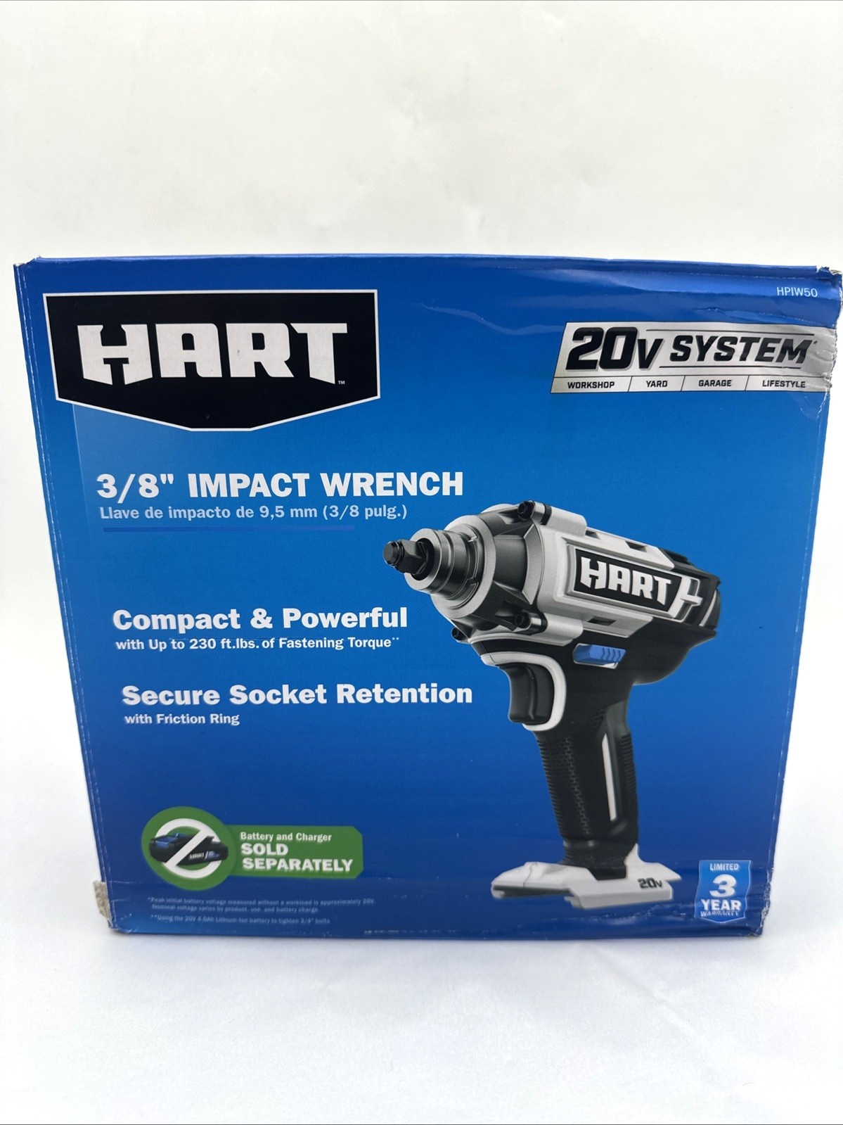 HART 20-Volt Cordless 3/8-inch Impact Wrench (Battery AND CHARGER Not Included)