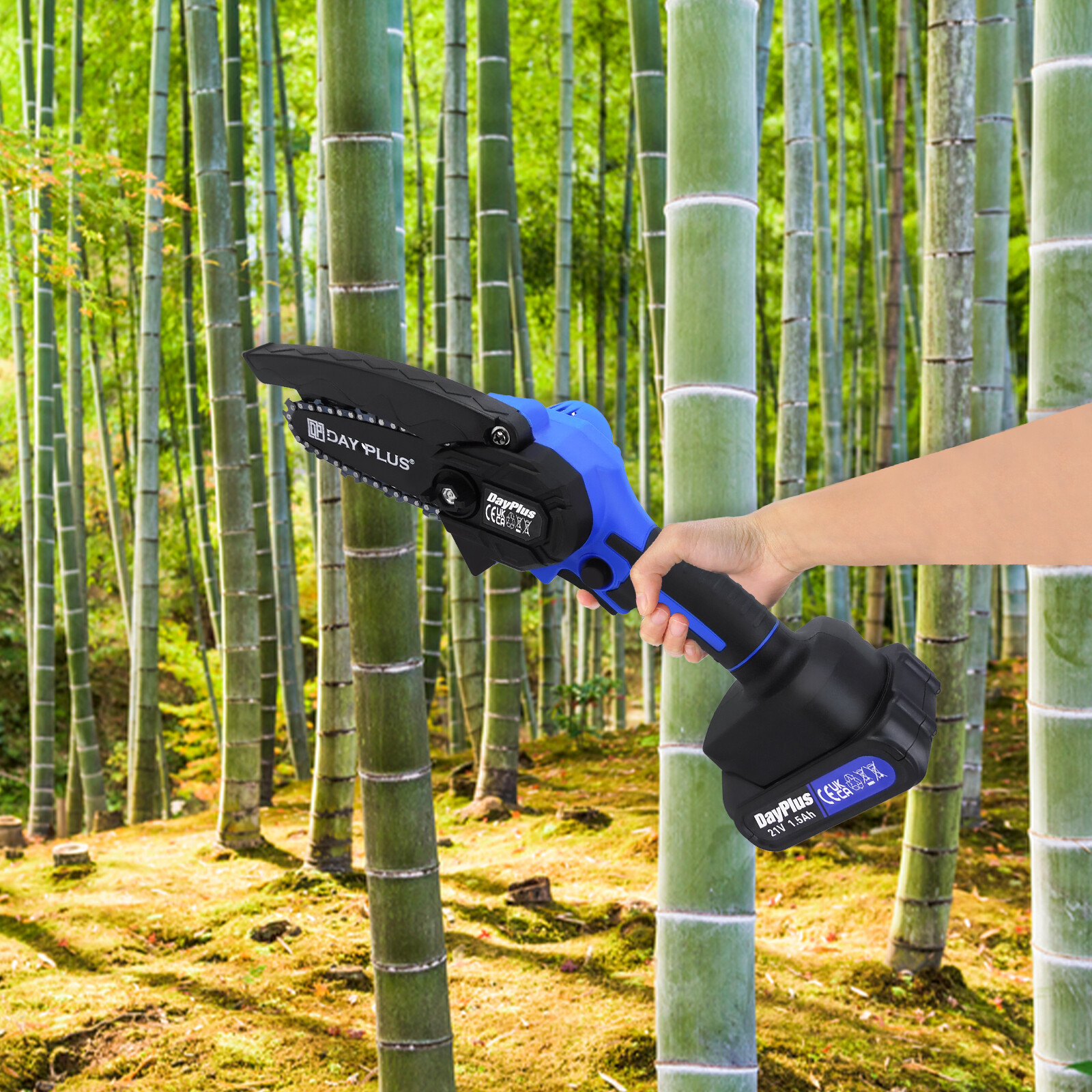 6″ Brushless Cordless Electric Chainsaw Wood Cutter With 1500mAh Li-ion Battery