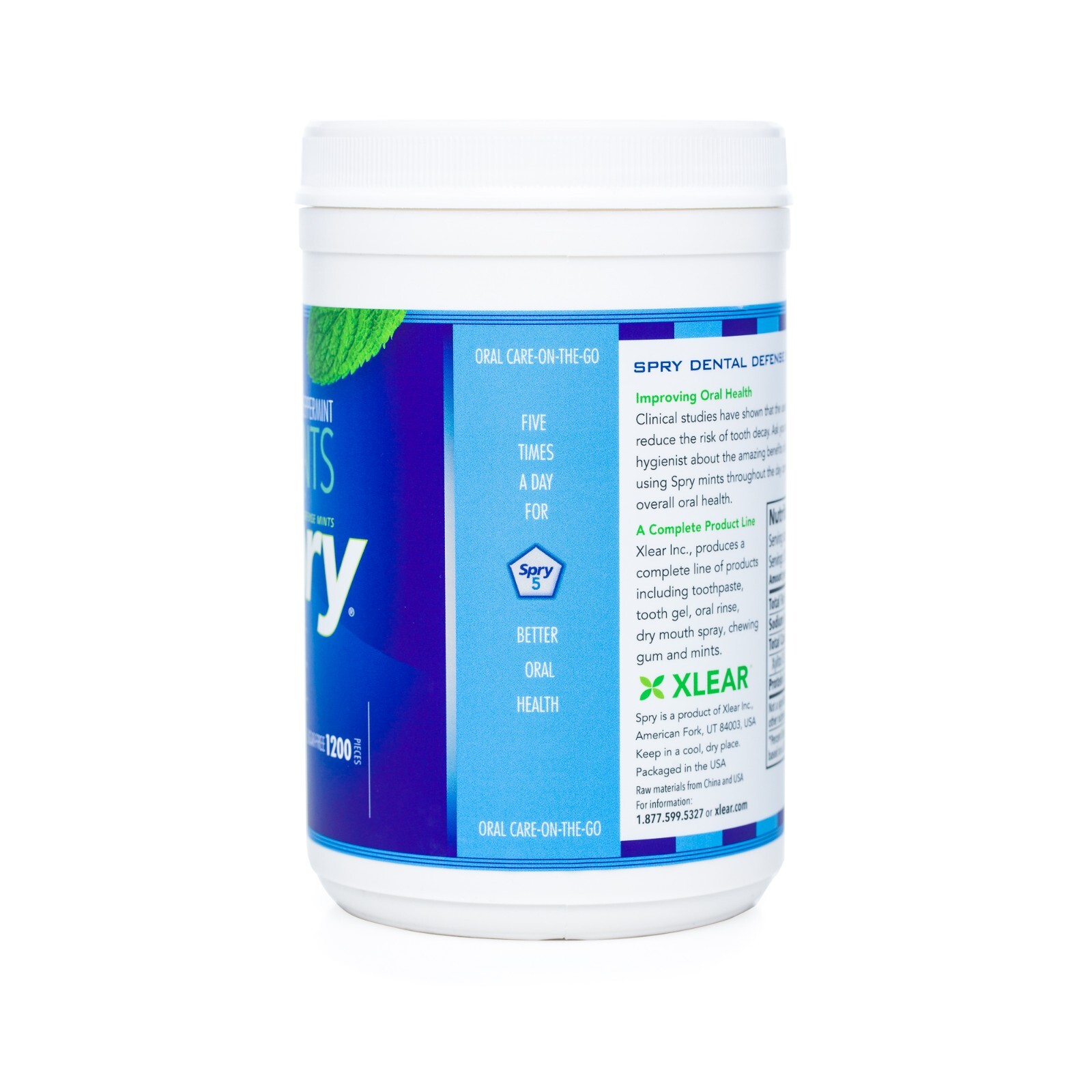 Spry Xylitol Natural Peppermint Sugar Free Candy – 1200 Count (Pack of 1)