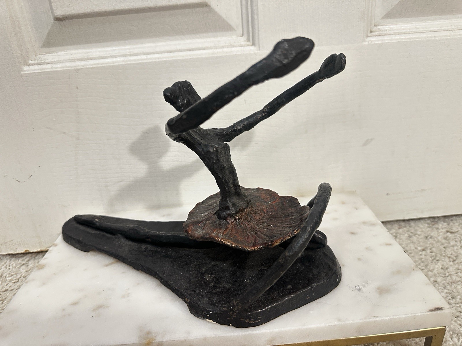 Heavy Black Cast Iron Ballerina Wine Bottle Holder 10” X 7” 3.5lbs