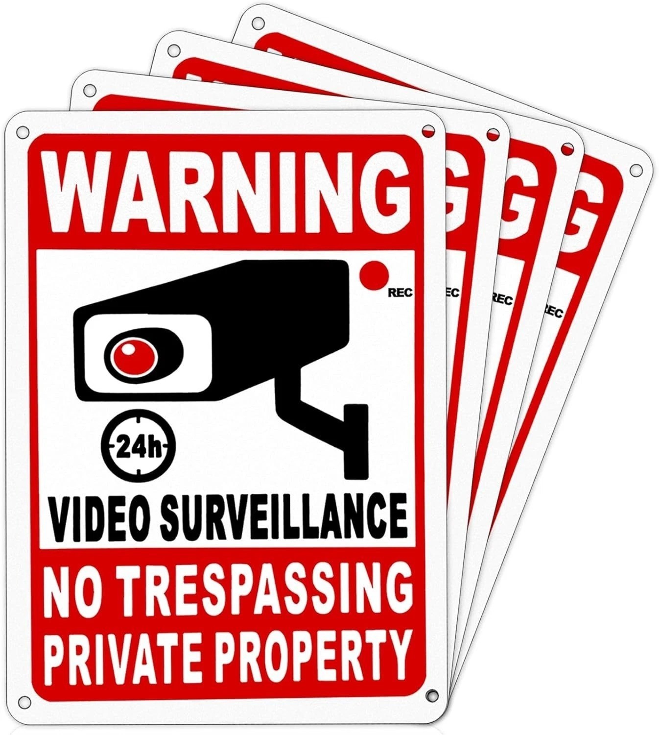 4 Pack Private Property No Trespassing Signs Aluminum Yard Security Camera Sign