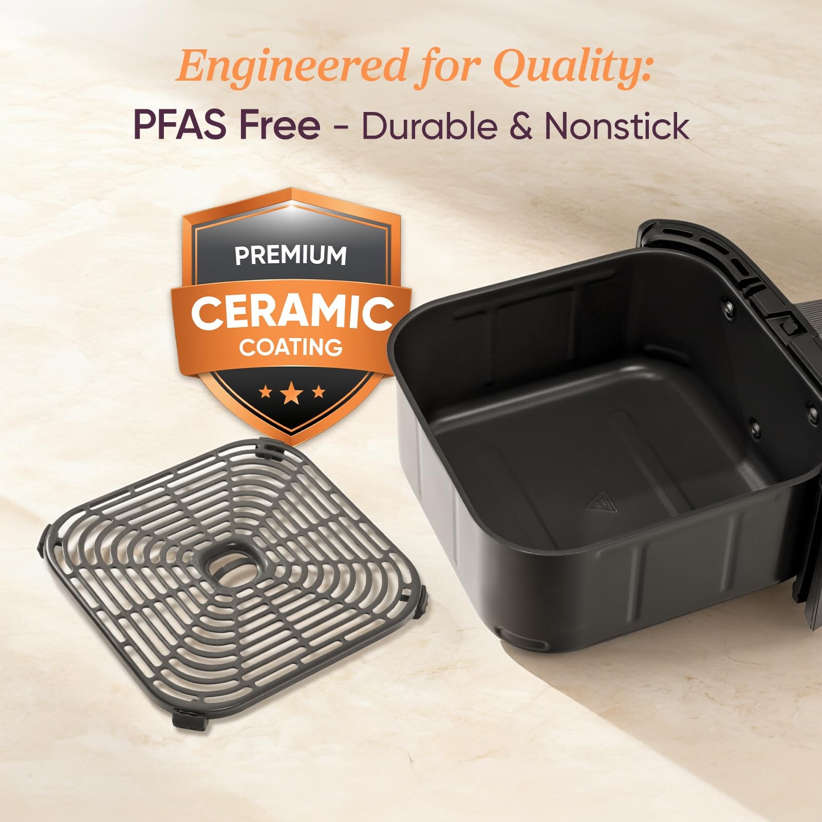 Cosori 9-in-1 TurboBlaze Air Fryer 6 Qt, PFAS-Free Ceramic 6QT, Dark Gray