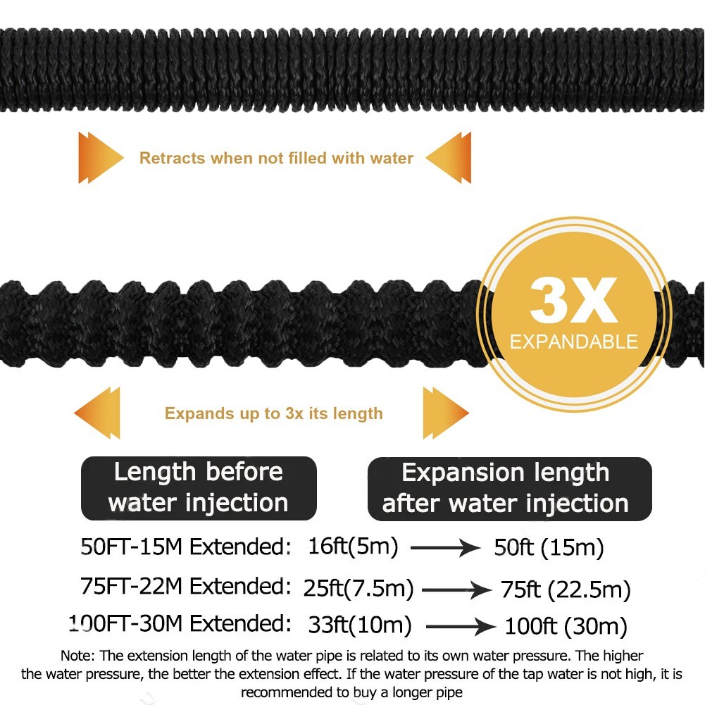 Heavy Duty 25-100FT Expandable Garden Hose Pipe Flexible With Water Spray Gun