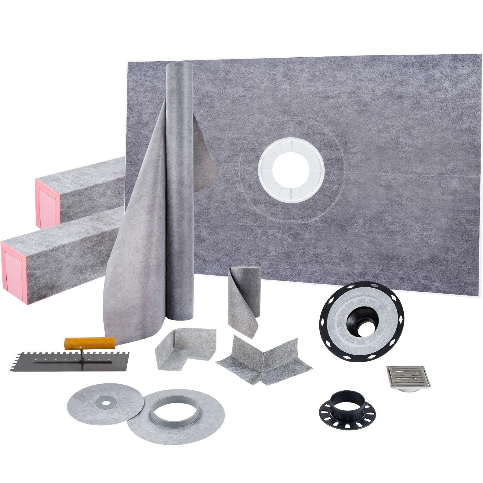 VEVOR Shower Tray Kit Shower Kit Curb 38-48×60-72” Central/Offset Drain ABS/PVC