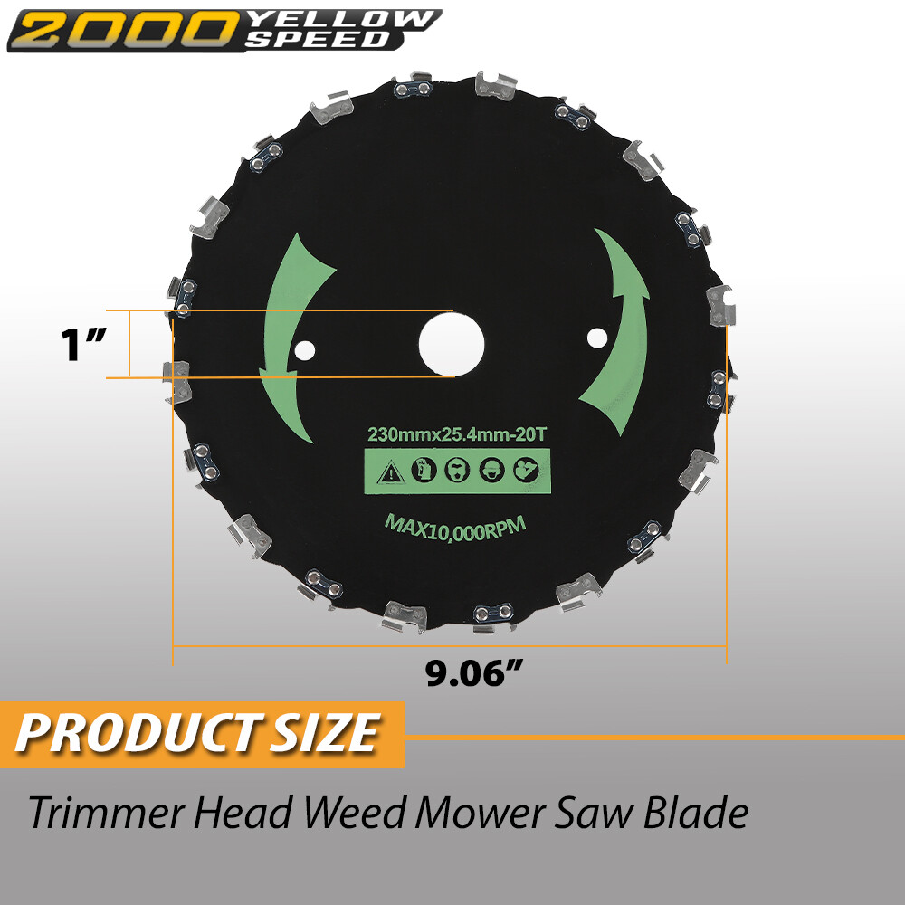 2PCS 9″ CHAINSAW BRUSH BLADE 20 TOOTH CUTTER TRIMMER HEAD WEED MOWER SAW BLADE
