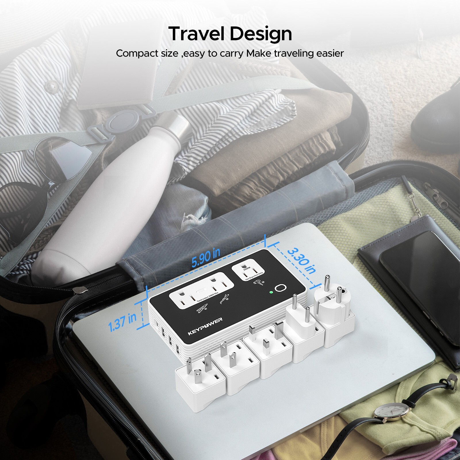 2000W Step Down Converter, 220V to 110V International Universal Travel Adapter