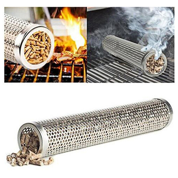 Stainless Steel BBQ Grill Smoker Box Tube for Wood Pellet Pipe Smoking Meat