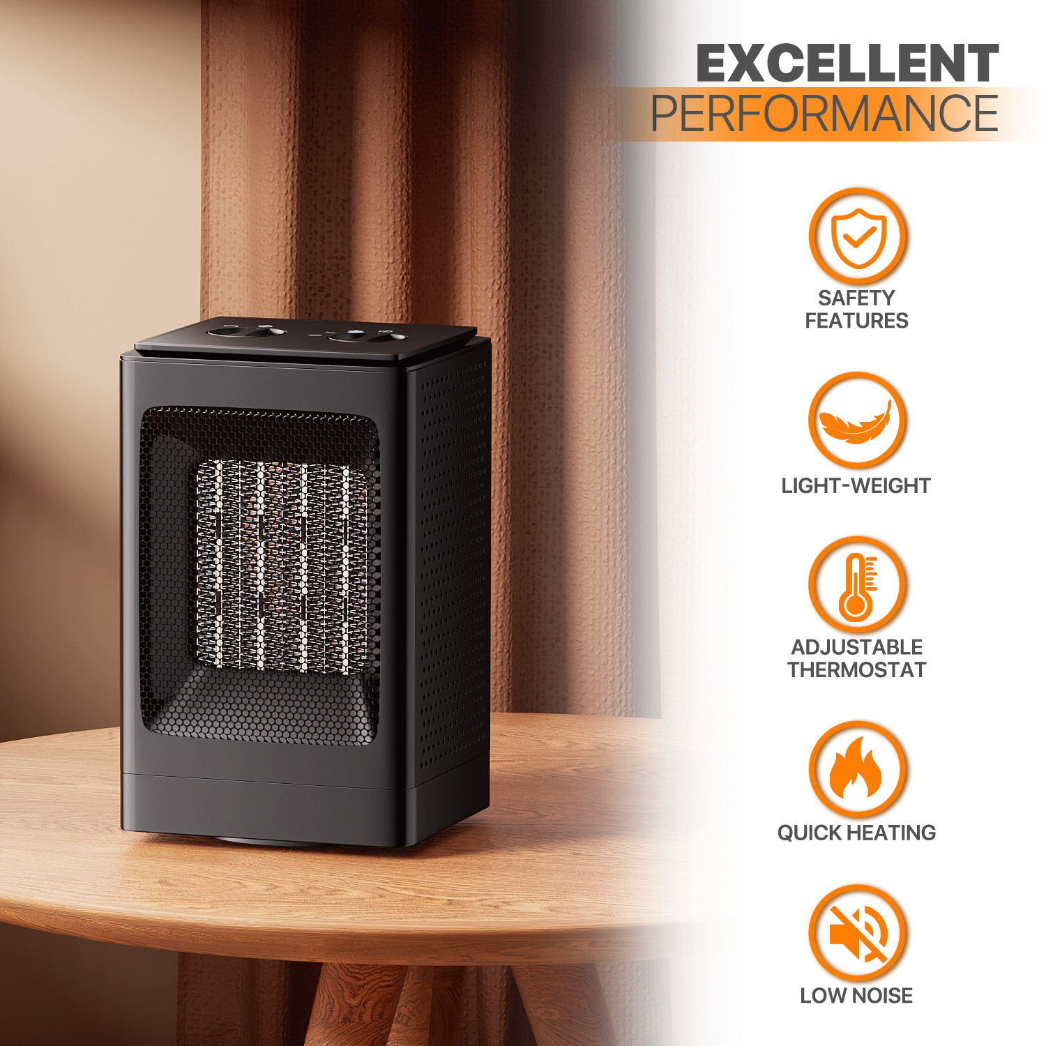 [LCD SCREEN+HANDLE] Electric Space Heater Adjustable 1500W Coil Heating Fan Home