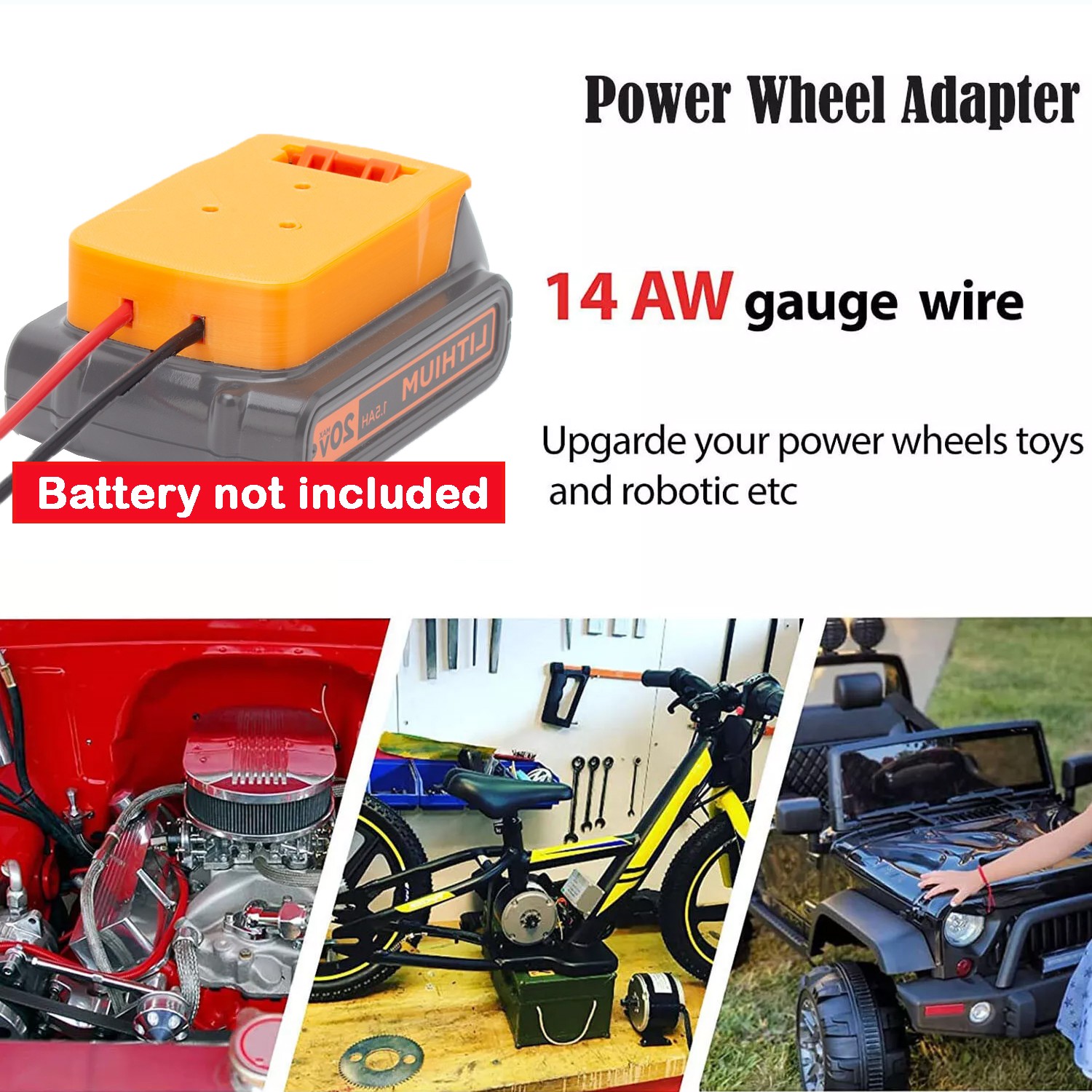 Power Wheels Adapter for Black Decker 20V Lithium Battery Dock Power Converter
