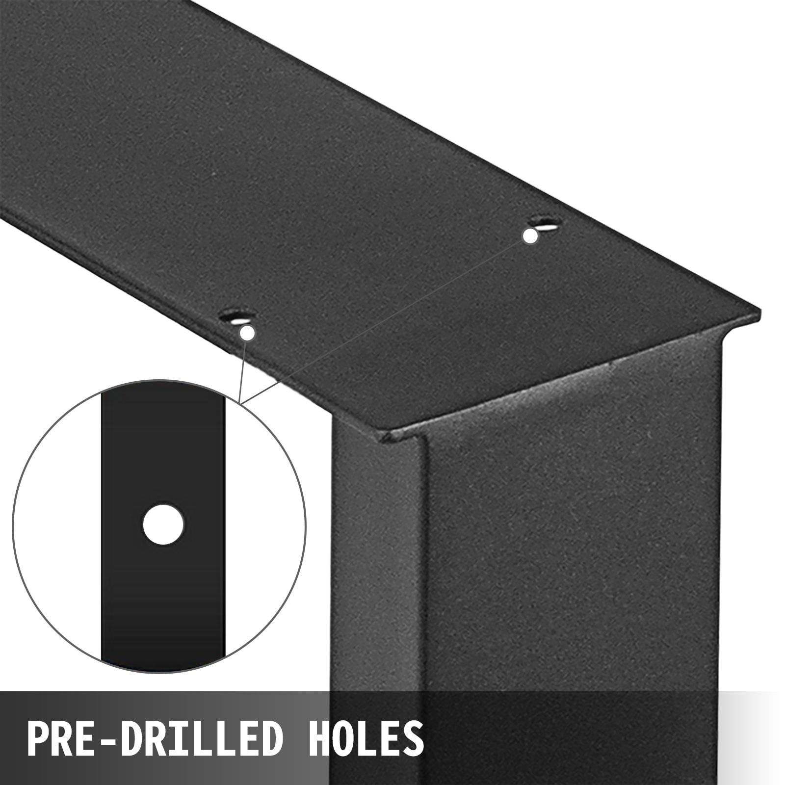 Heavy Duty Steel Table Legs 28x35in Black Square, Load Cap 1000kg & Easy Install
