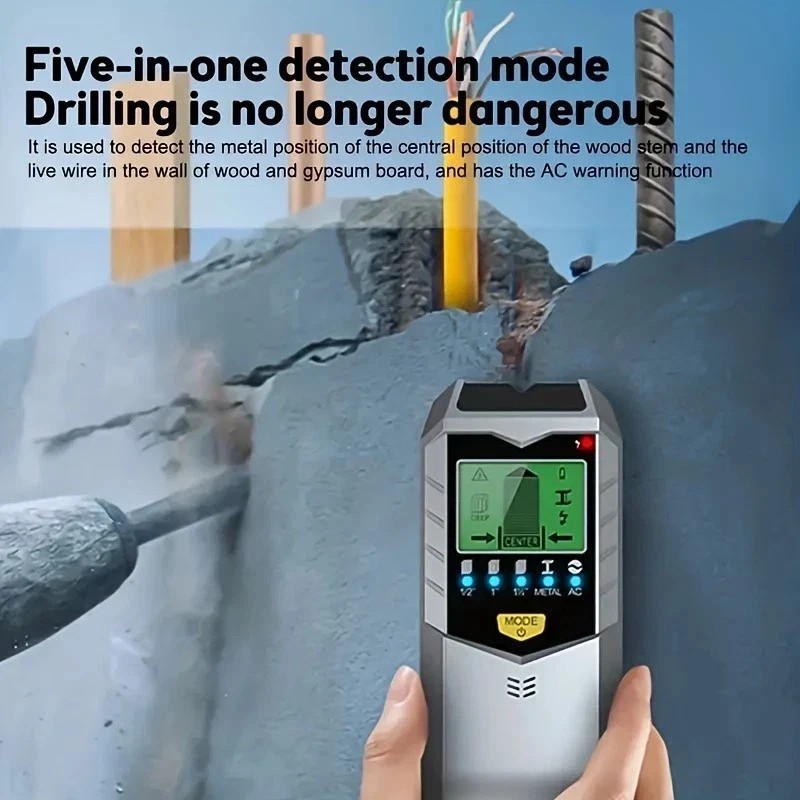 5 in 1 Digital Stud Finder Wood Metal Pipe Wire Wall Scanner Sensor LCD Detector