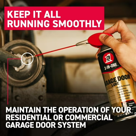 3-IN-ONE Professional Garage Door Lubricant with Smart Straw Sprays 2 Ways 11 oz