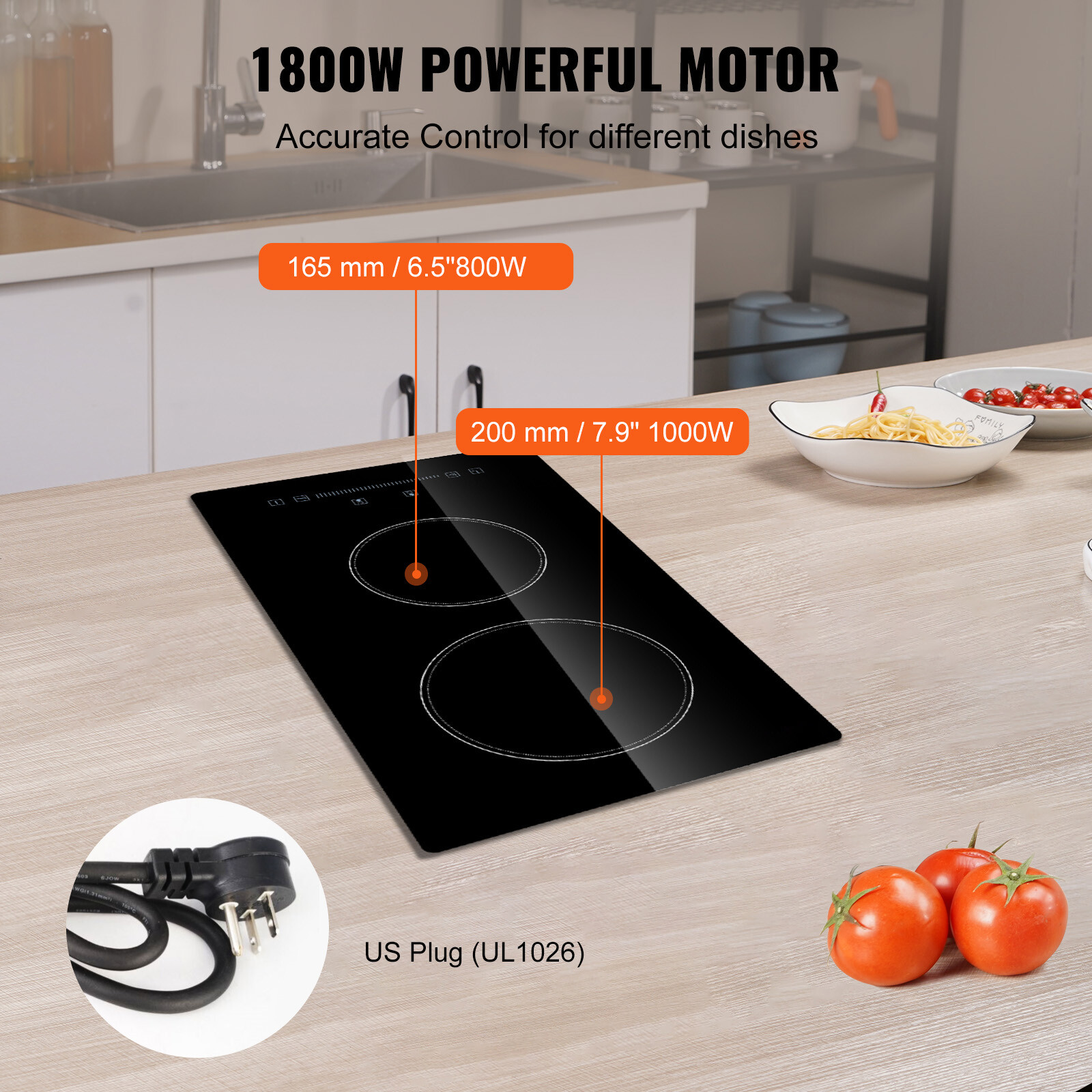 VEVOR 12″ Built-in Electric Cooktop Radiant Ceramic Cooktop 2 Burners 110V