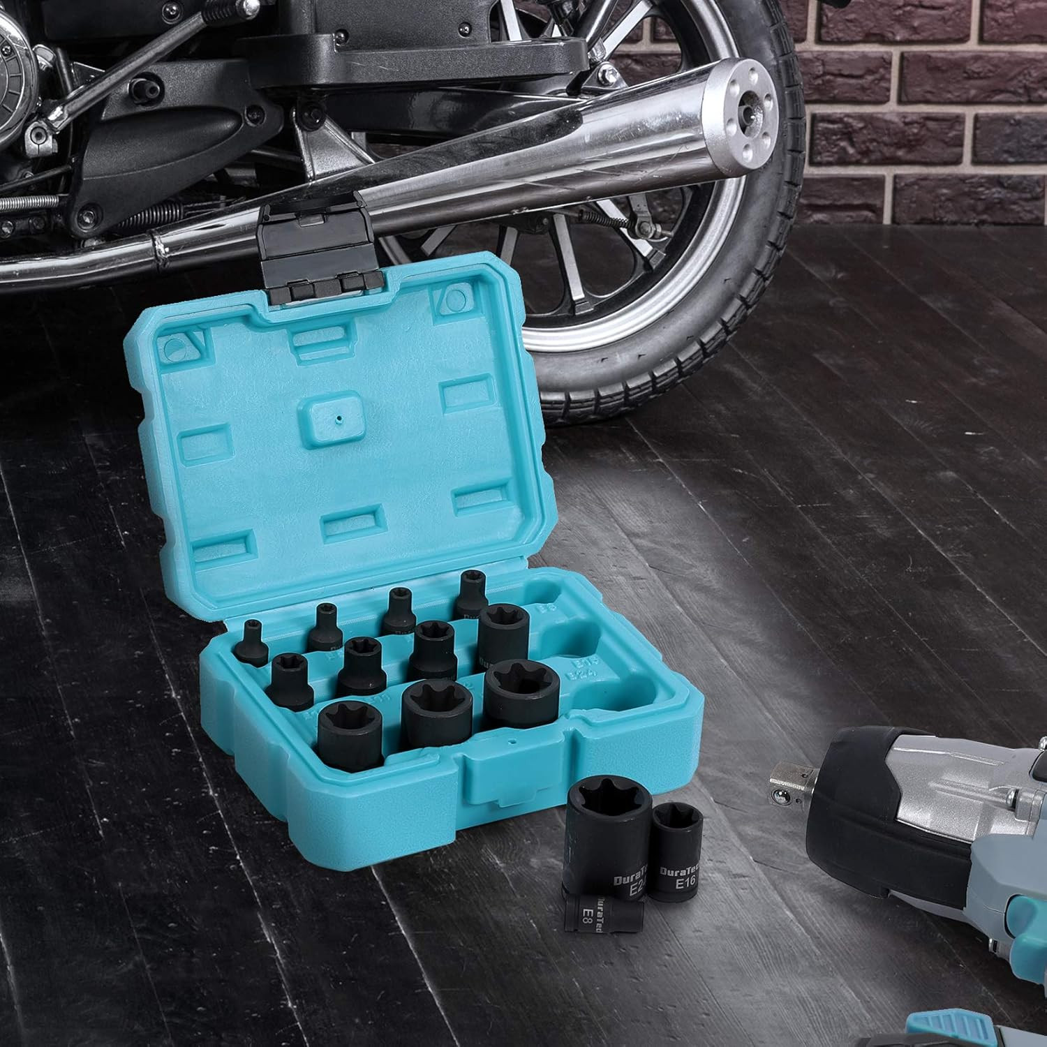 14-Piece External Star Impact Socket Set with Storage Case, E4 to E24,