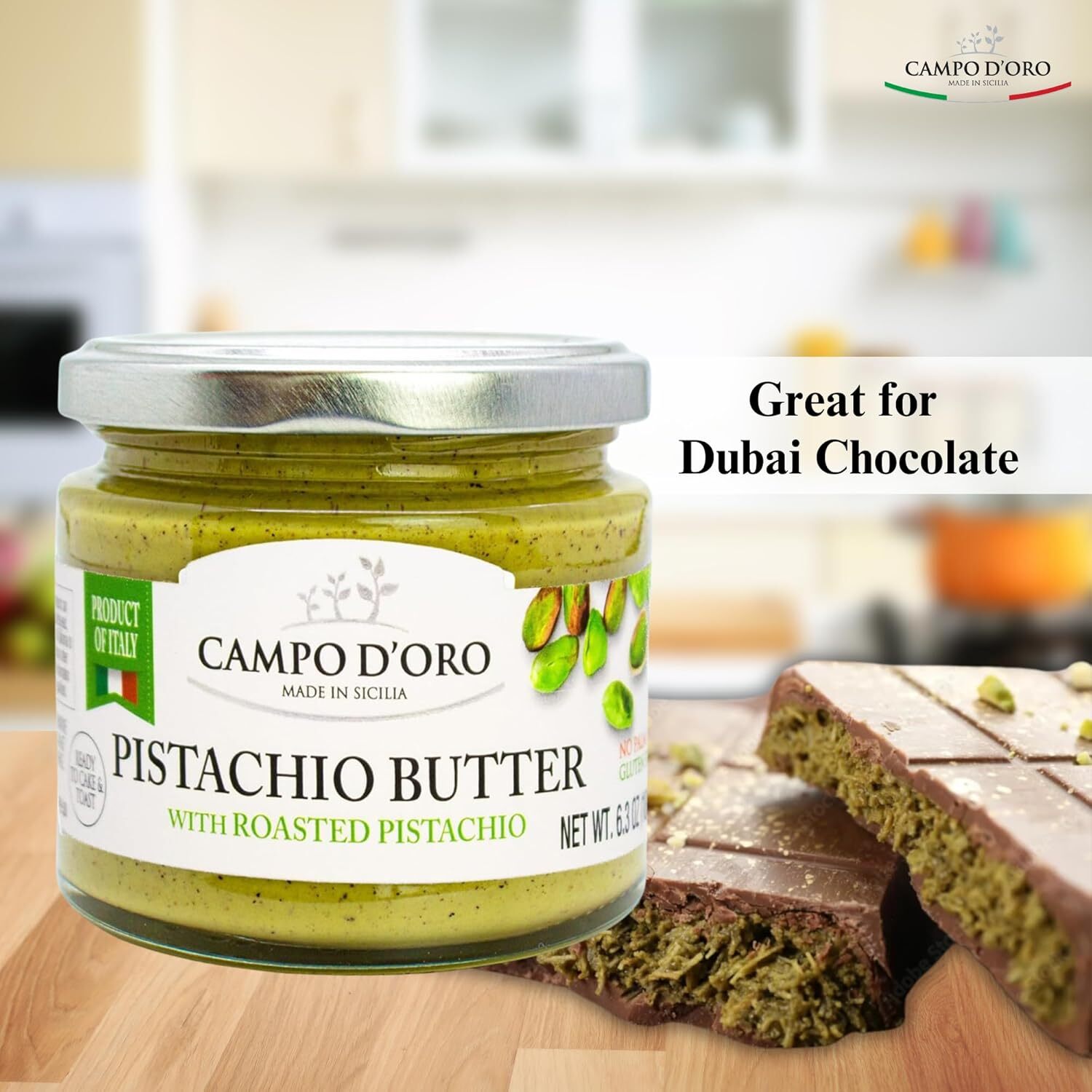 – Pistachio Butter Sweet Spreadable Cream, 6.3 Oz (180G), Rich & Nutty for Knafe