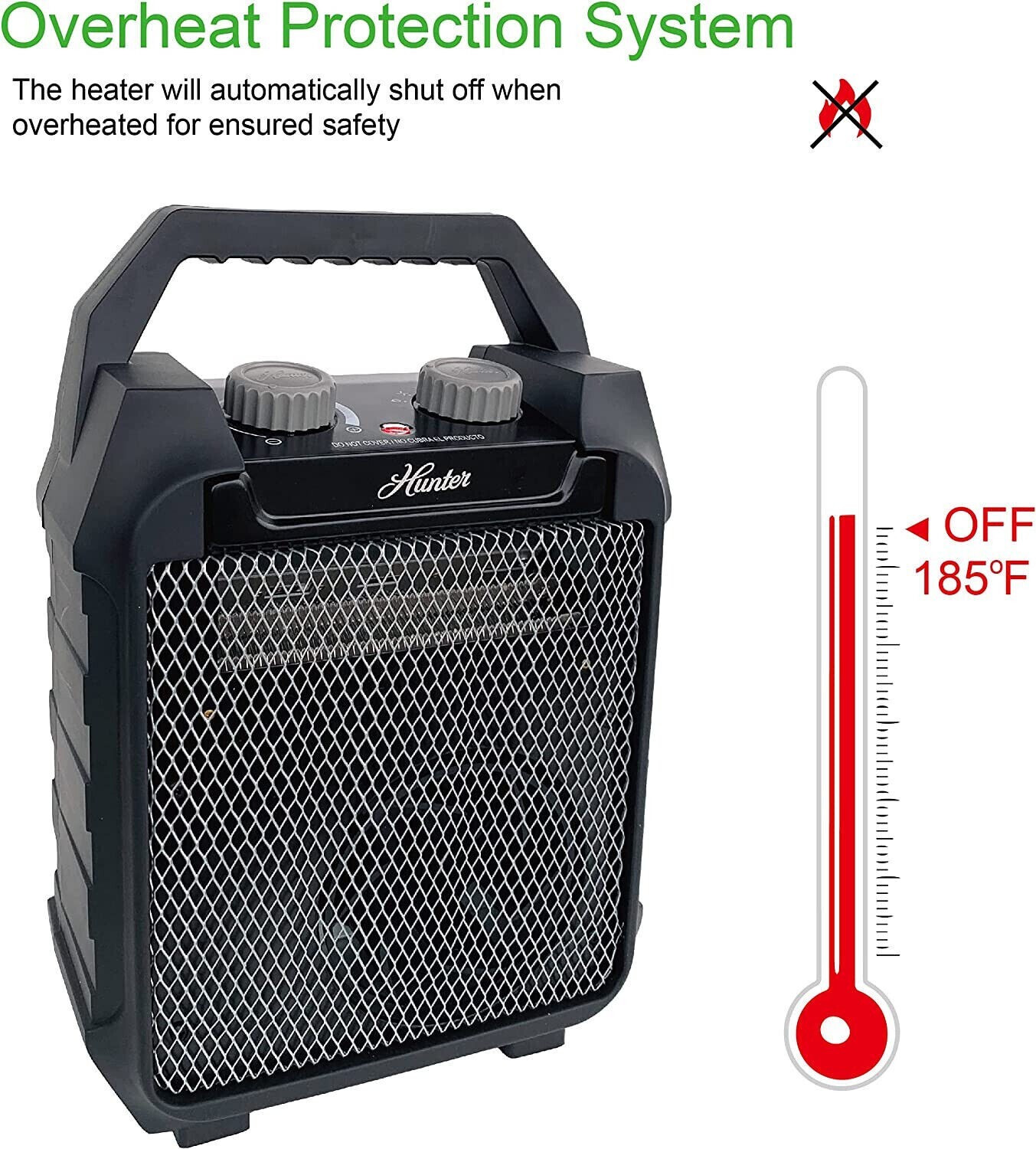 Hunter Recirculating Utility Space Heater Thermostat Portable Compact 1500W